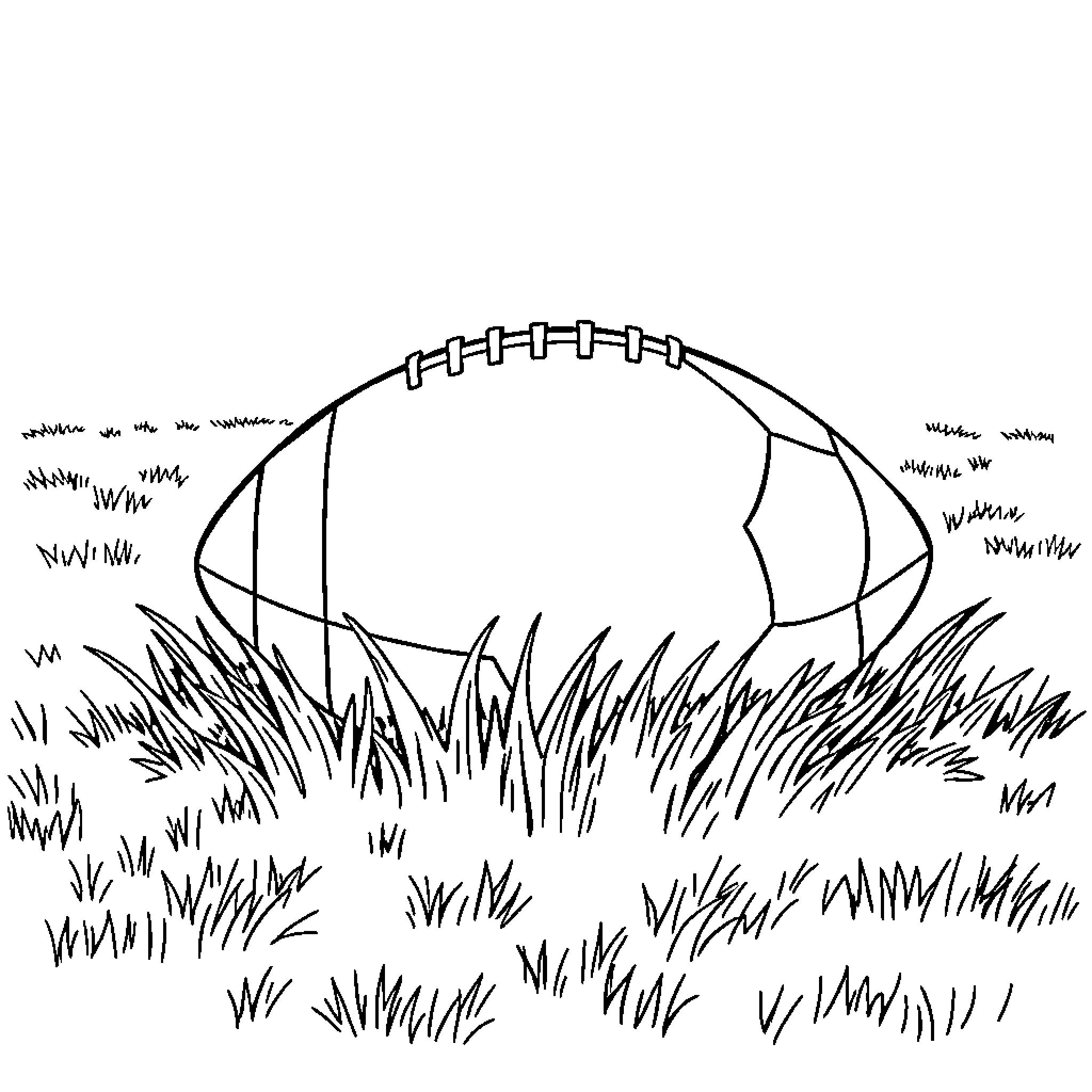 Football game on grassy field Coloring Page (free black-and-white line drawing printable PDF for all, from beginners to advanced learners, including children, teens, adults, and seniors)