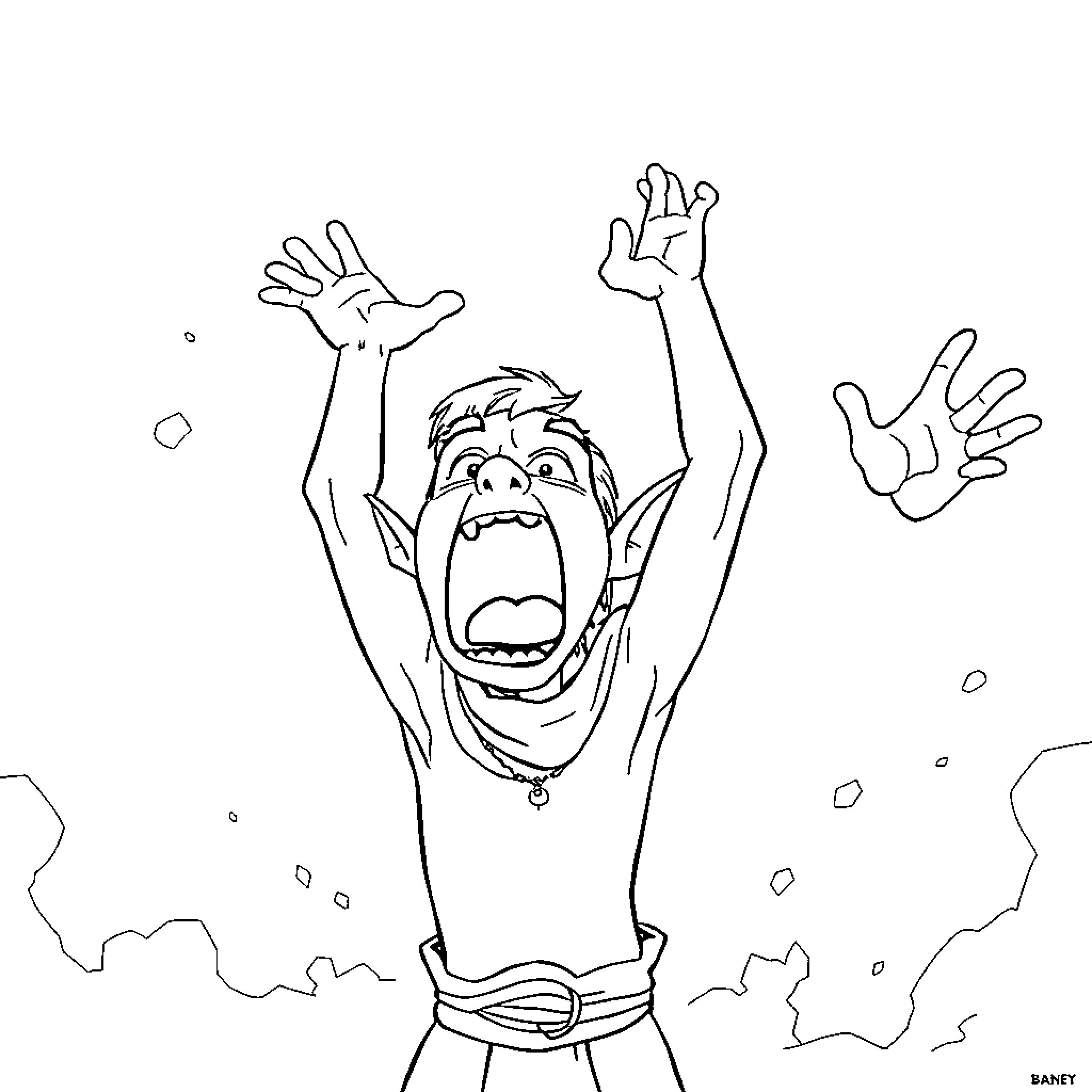 Elfo celebrating joyfully Coloring Page (free black-and-white line drawing printable PDF for all, from beginners to advanced learners, including children, teens, adults, and seniors)