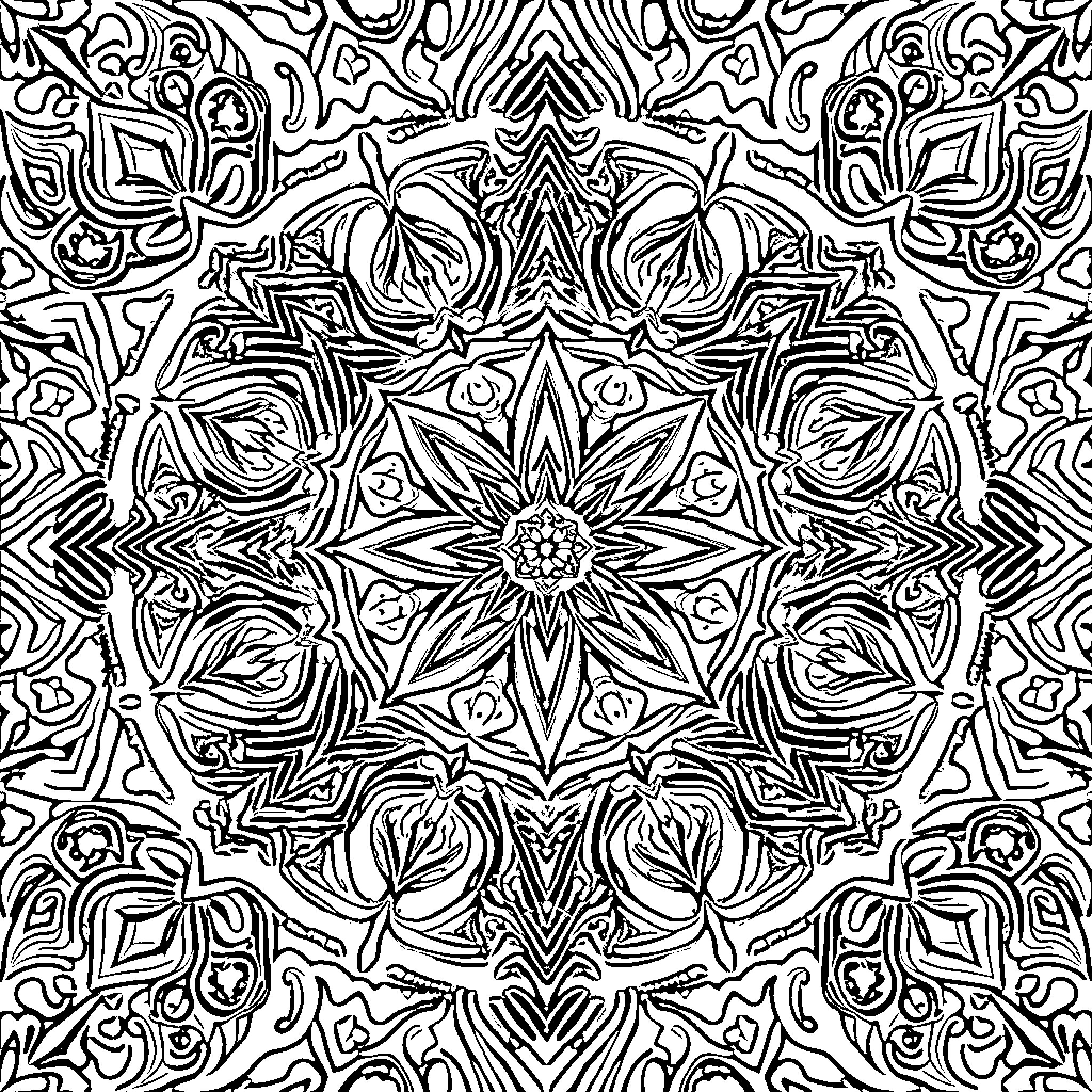 Sacred Geometry: Intricate Floral Mandala Coloring Page (free black-and-white line drawing printable PDF for all, from beginners to advanced learners, including children, teens, adults, and seniors)