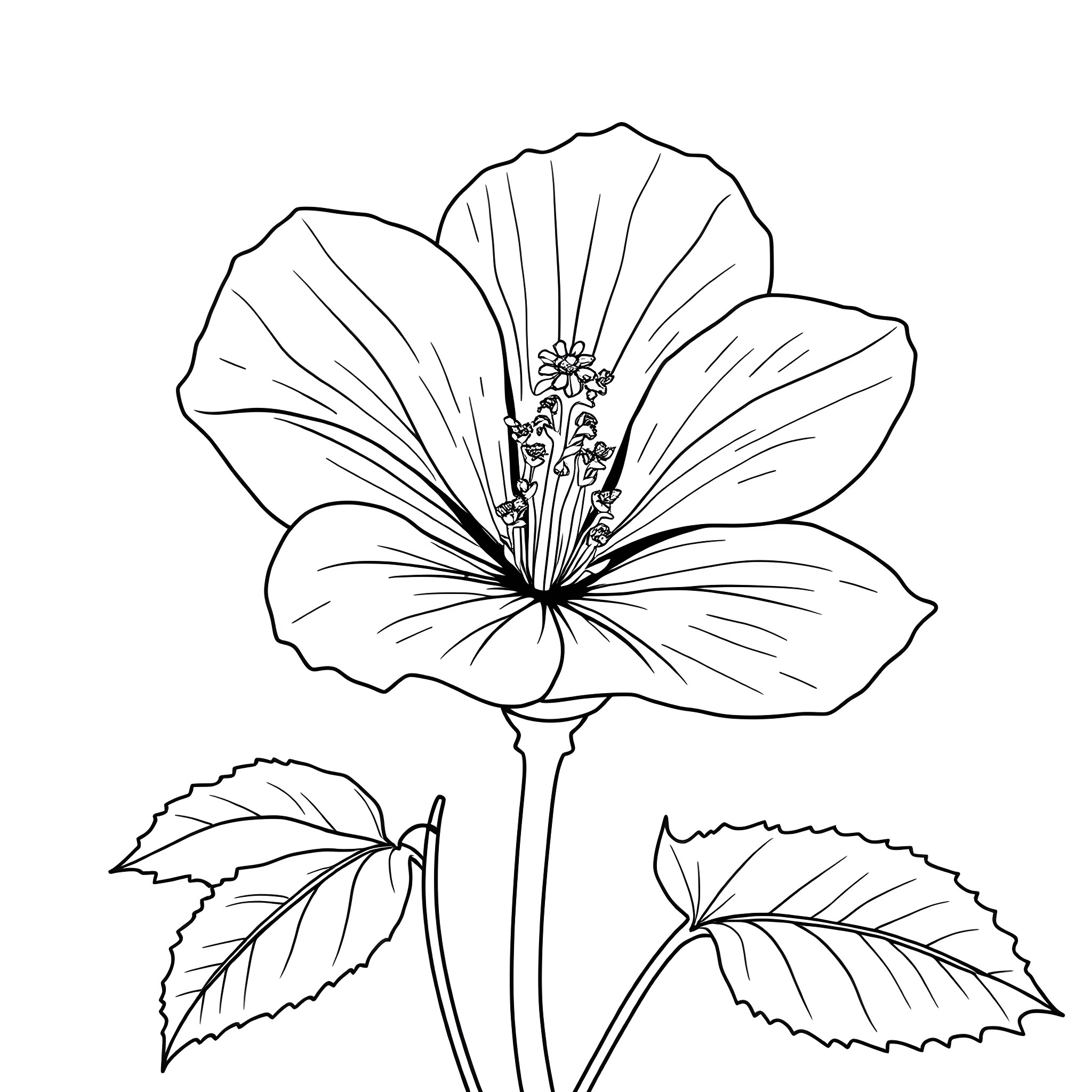 Ipomoea Purpurea - Vibrant Floral Sketch Coloring Page (free black-and-white line drawing printable PDF for all, from beginners to advanced learners, including children, teens, adults, and seniors)