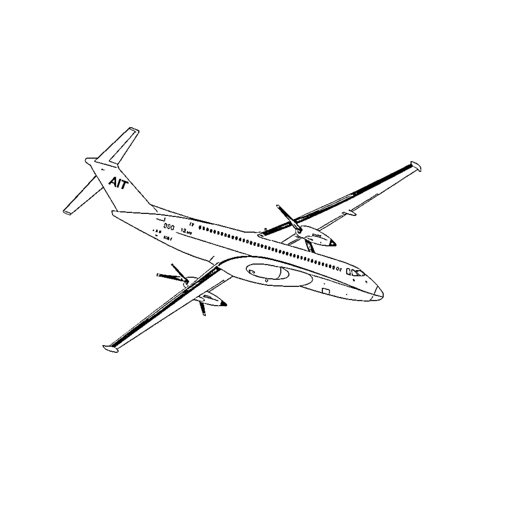 ATR72 aircraft in flight Coloring Page (free black-and-white line drawing printable PDF for all, from beginners to advanced learners, including children, teens, adults, and seniors)