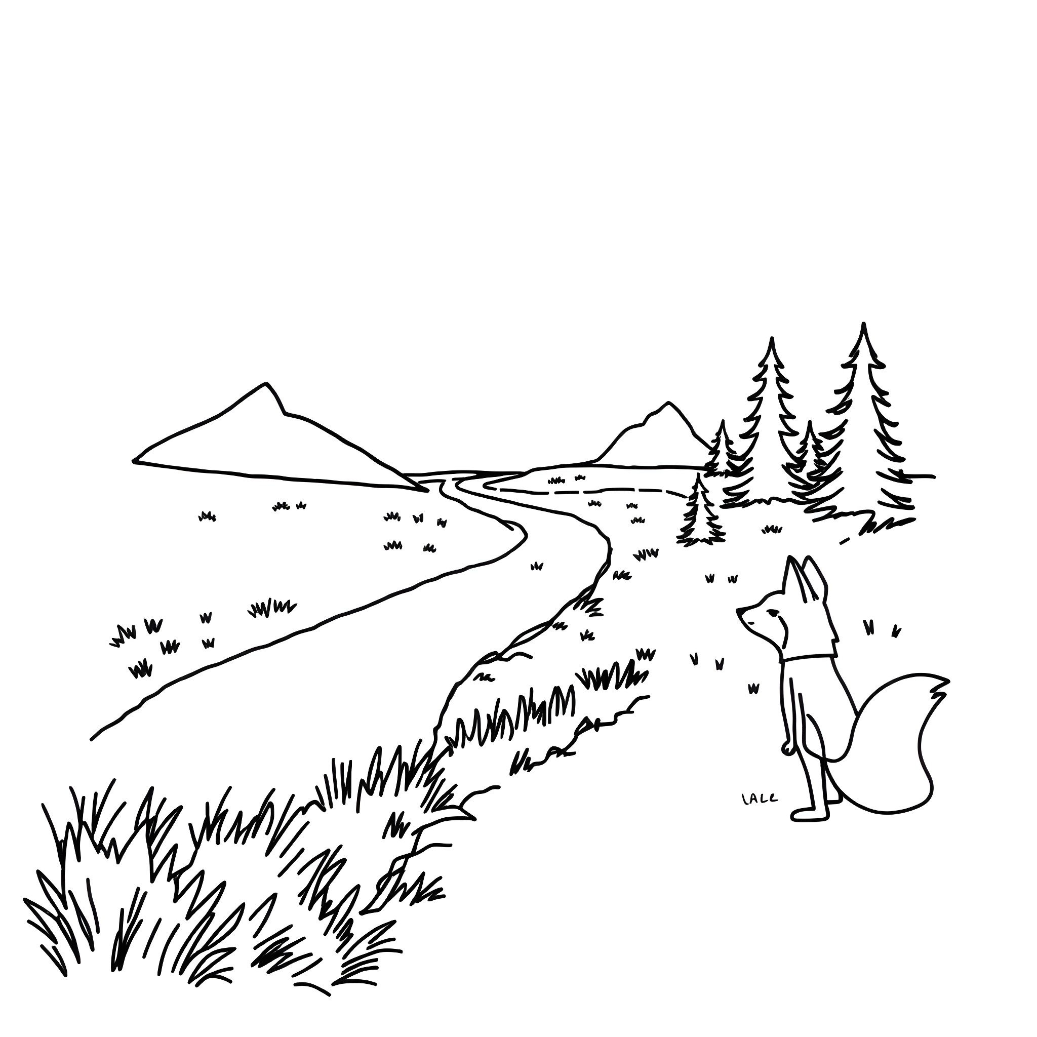 Green Arrow Exploring the Scenic Wilderness Path Coloring Page (free black-and-white line drawing printable PDF for all, from beginners to advanced learners, including children, teens, adults, and seniors)