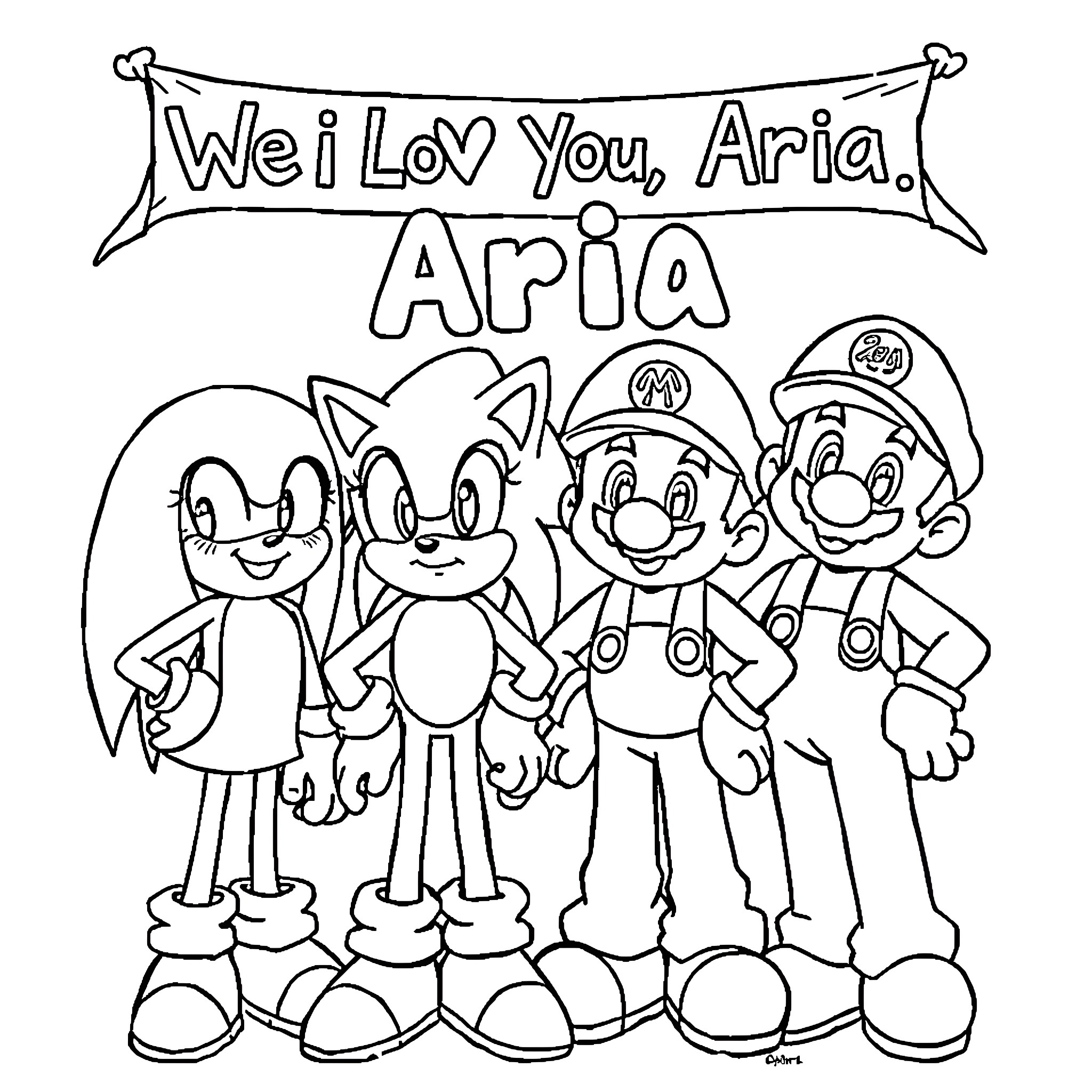 Character group image featuring cartoon characters Coloring Page (free black-and-white line drawing printable PDF for all, from beginners to advanced learners, including children, teens, adults, and seniors)