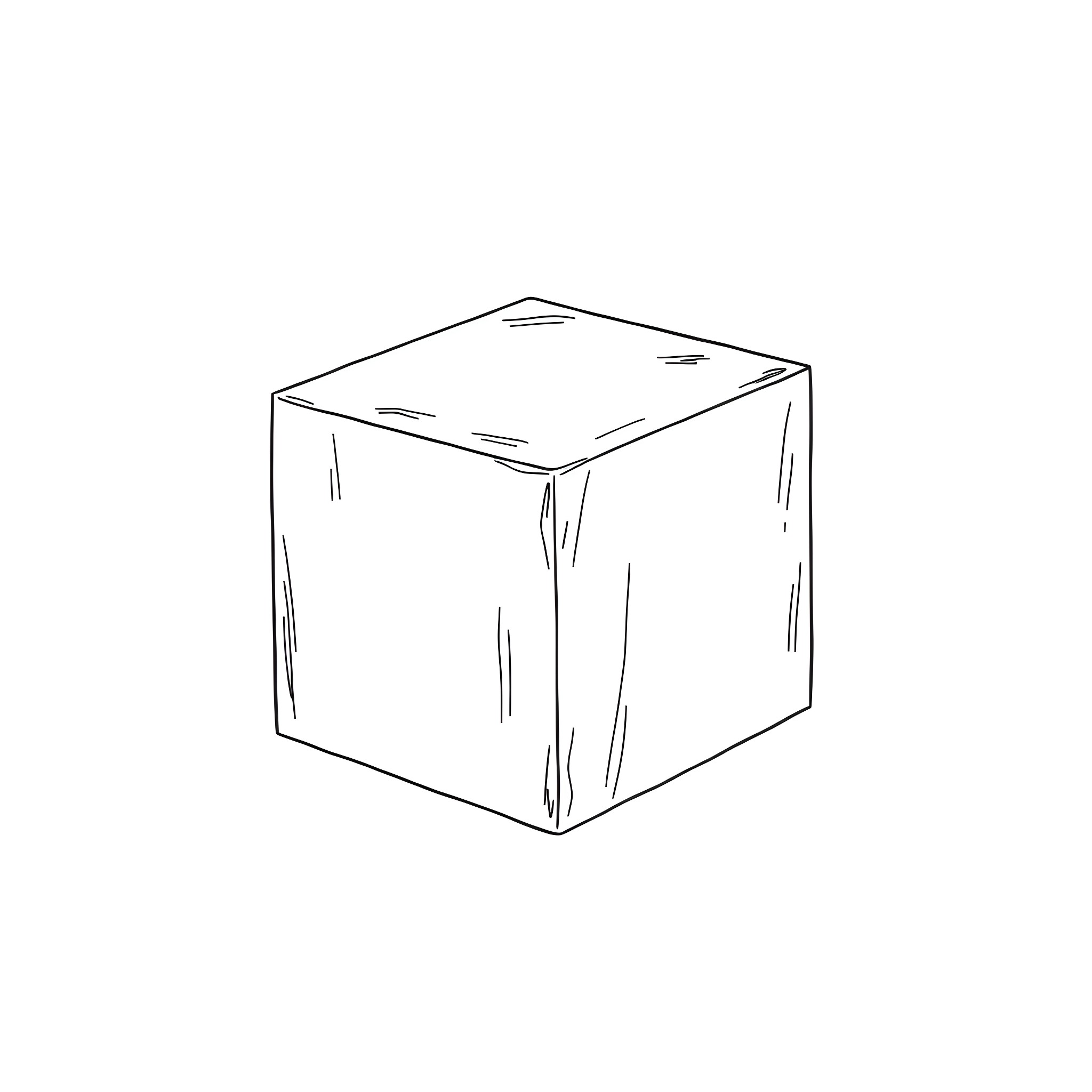Cube in simple sketch style Coloring Page (free black-and-white line drawing printable PDF for all, from beginners to advanced learners, including children, teens, adults, and seniors)