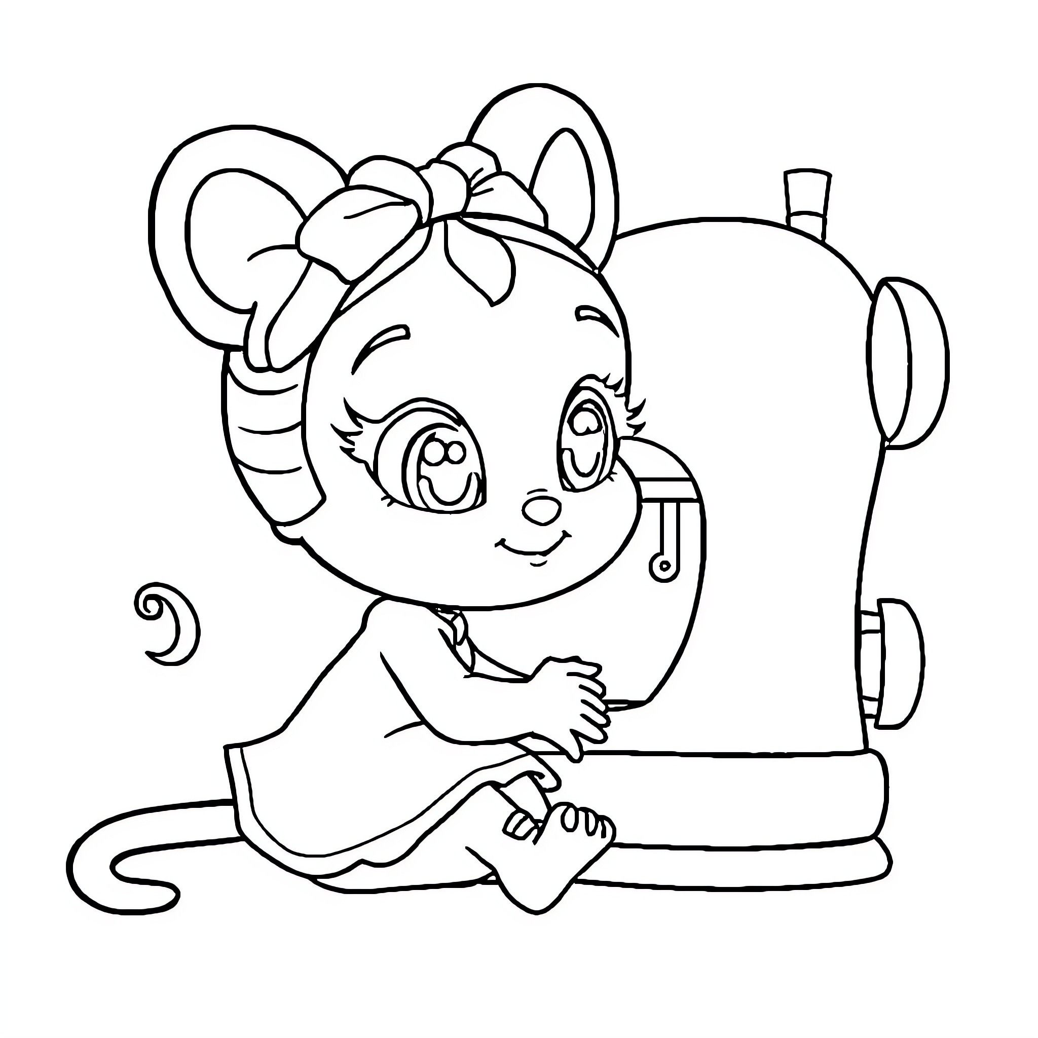 Muñeca jugando y aprendiendo en su habitación Coloring Page (free black-and-white line drawing printable PDF for all, from beginners to advanced learners, including children, teens, adults, and seniors)