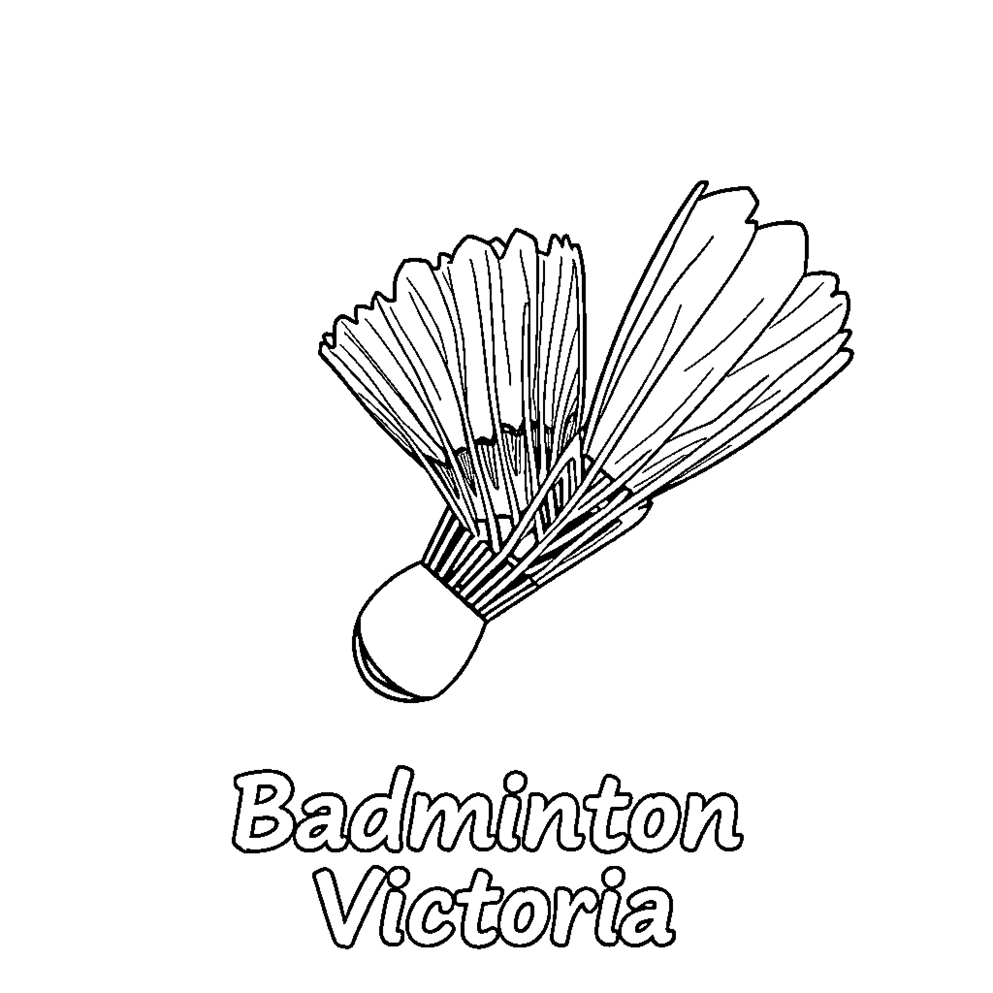 Badminton shuttlecock and sport equipment Coloring Page (free black-and-white line drawing printable PDF for all, from beginners to advanced learners, including children, teens, adults, and seniors)