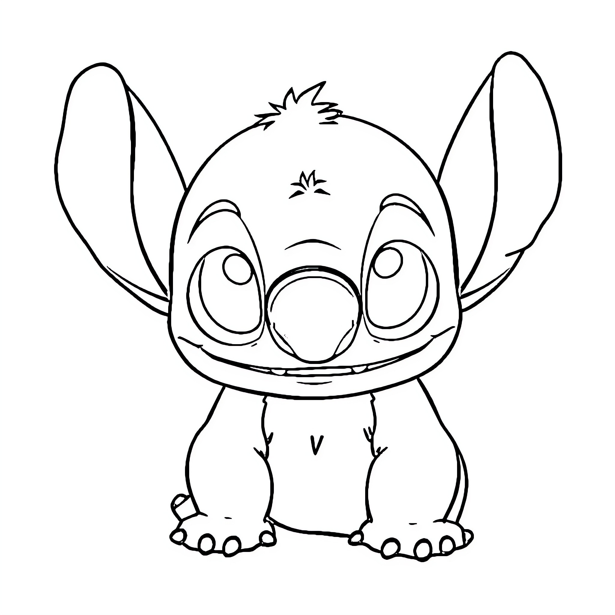 Stitch making a silly expression Coloring Page (free black-and-white line drawing printable PDF for all, from beginners to advanced learners, including children, teens, adults, and seniors)