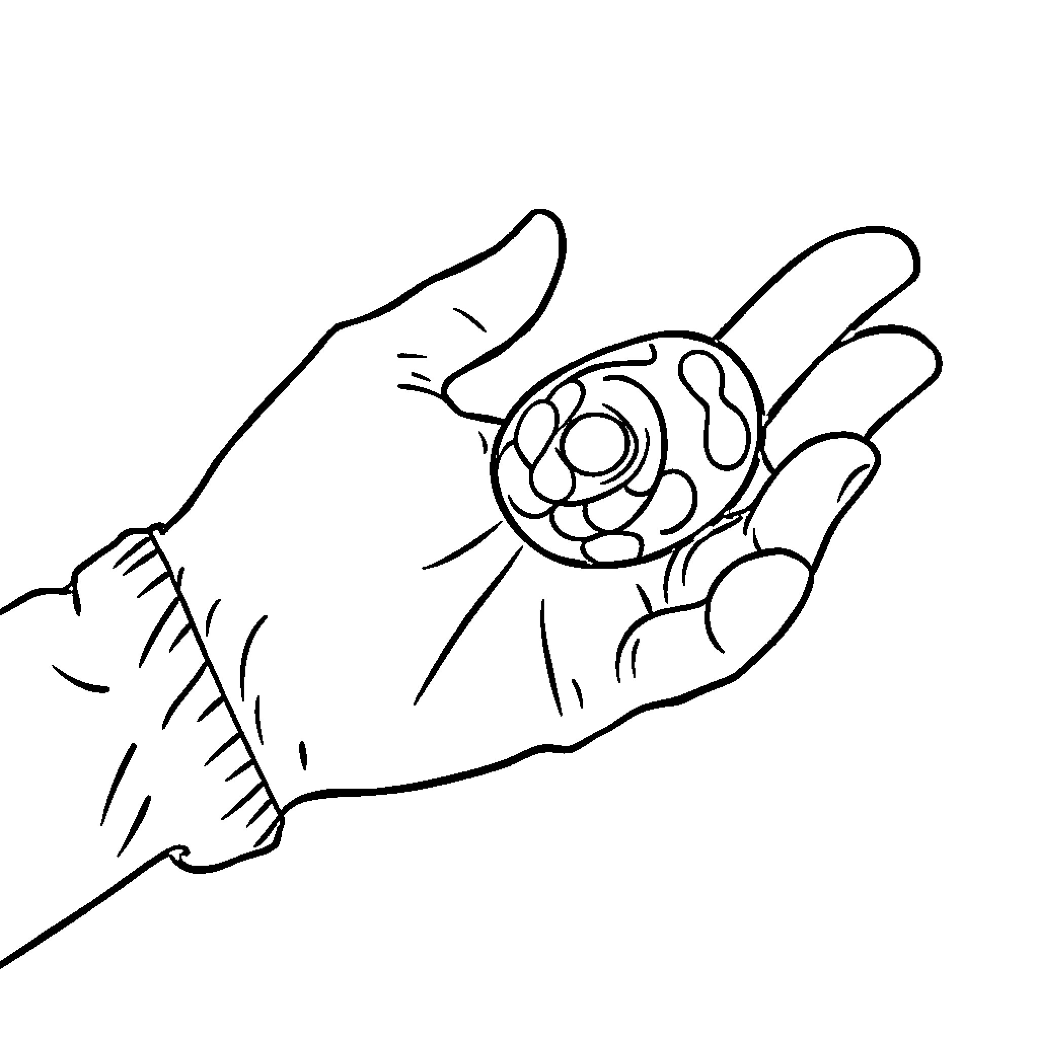 Hand holding intricate flower Coloring Page (free black-and-white line drawing printable PDF for all, from beginners to advanced learners, including children, teens, adults, and seniors)