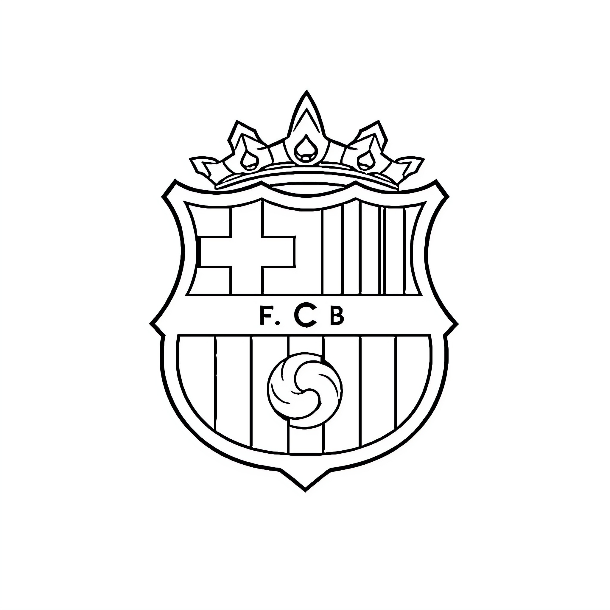 Fc Barcelona Crest with Emblem Coloring Page (free black-and-white line drawing printable PDF for all, from beginners to advanced learners, including children, teens, adults, and seniors)