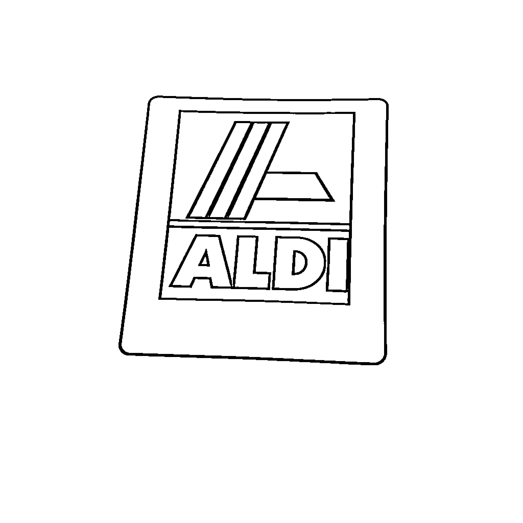 Aldi Logo Outline on Blank Background Coloring Page (free black-and-white line drawing printable PDF for all, from beginners to advanced learners, including children, teens, adults, and seniors)