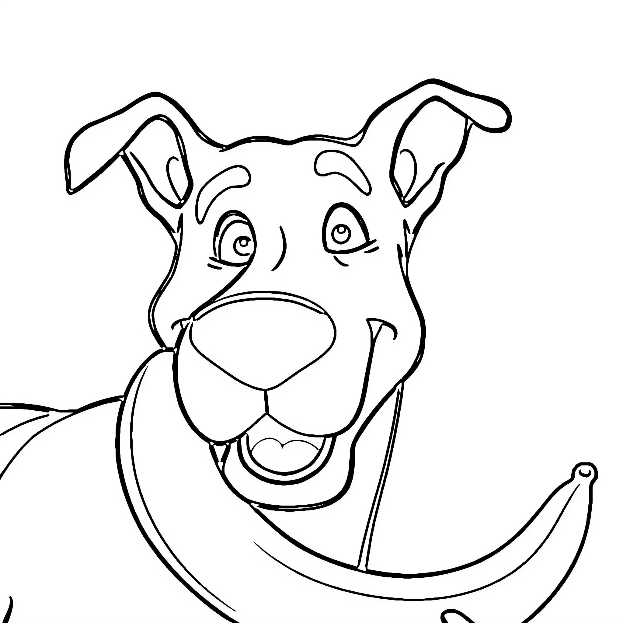 Scooby Doo's Cheerful Expression Coloring Page (free black-and-white line drawing printable PDF for all, from beginners to advanced learners, including children, teens, adults, and seniors)