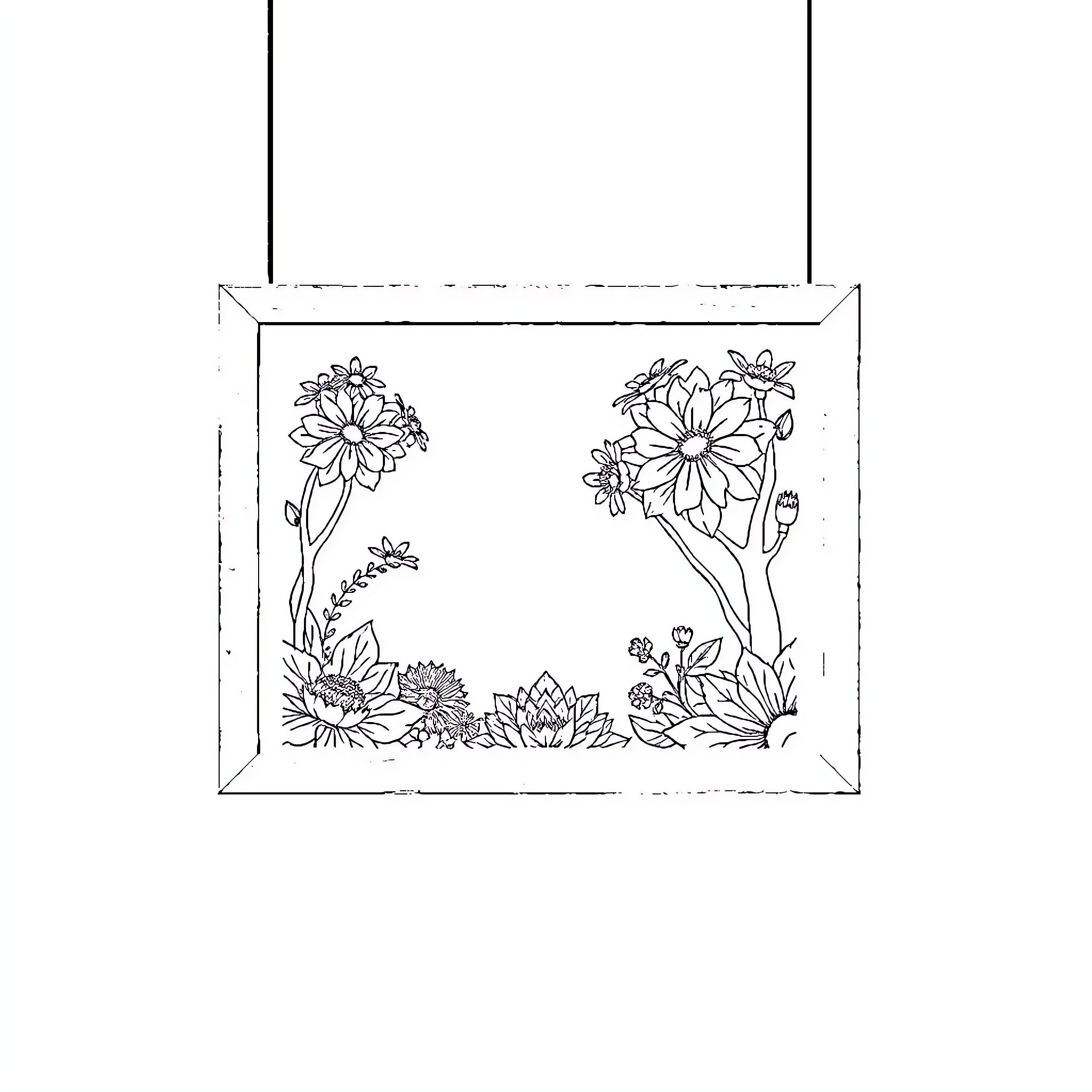 Frame of Floral Illustrations Coloring Page (free black-and-white line drawing printable PDF for all, from beginners to advanced learners, including children, teens, adults, and seniors)