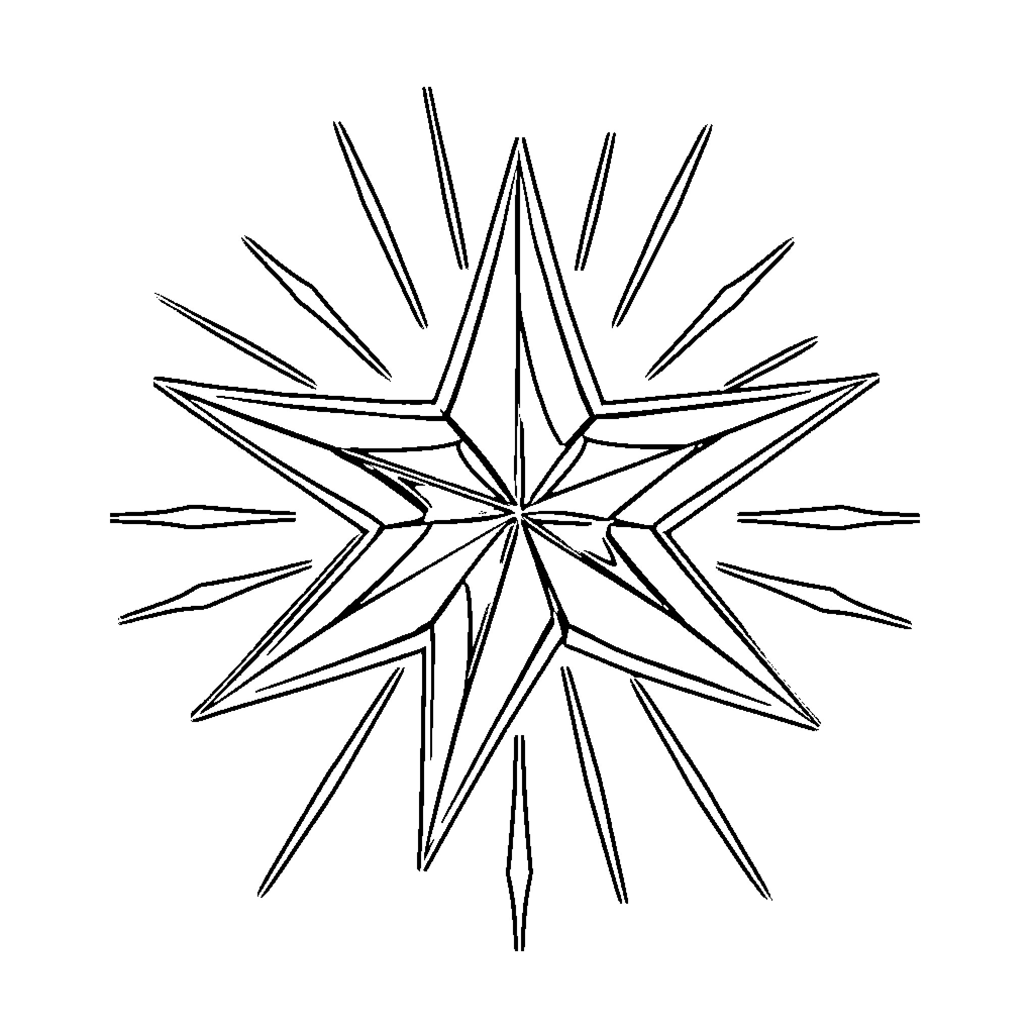 Star-shaped geometric design pattern Coloring Page (free black-and-white line drawing printable PDF for all, from beginners to advanced learners, including children, teens, adults, and seniors)