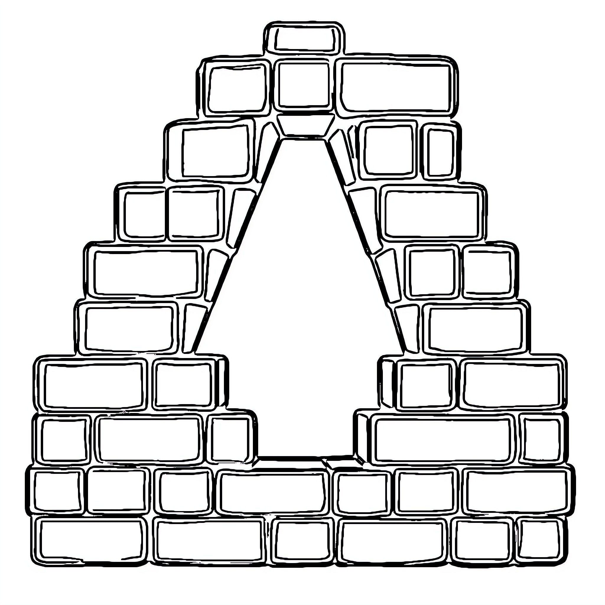 Letter A formed by building blocks Coloring Page (free black-and-white line drawing printable PDF for all, from beginners to advanced learners, including children, teens, adults, and seniors)