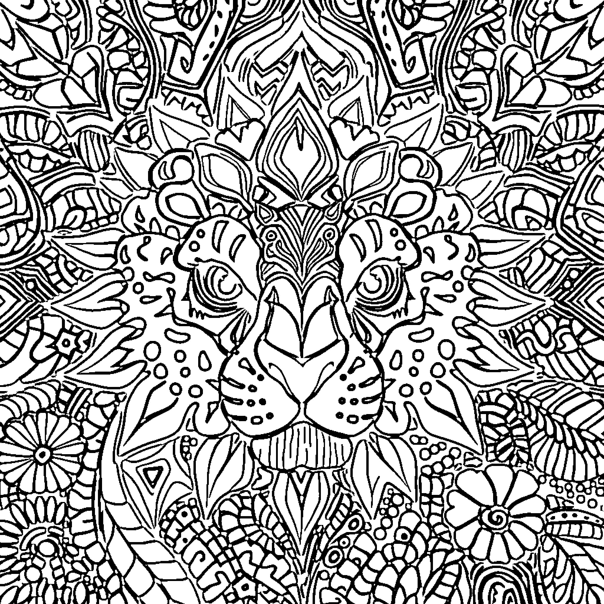 Brainrot: Intricate Floral Feline Mandala Coloring Page (free black-and-white line drawing printable PDF for all, from beginners to advanced learners, including children, teens, adults, and seniors)