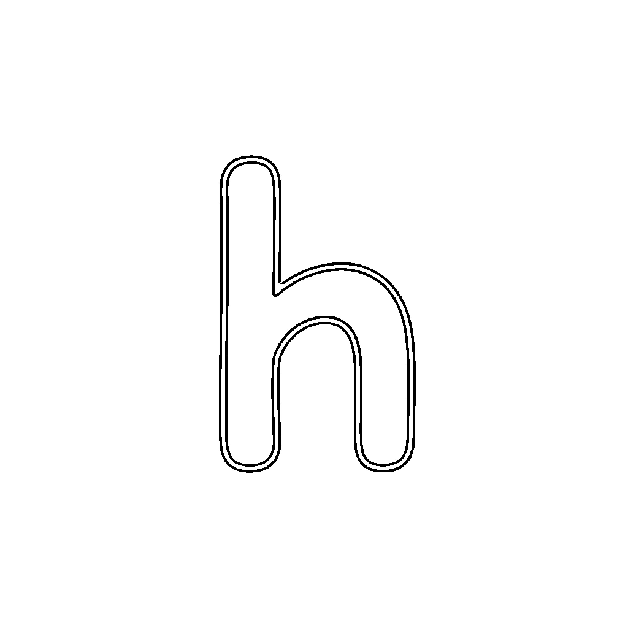 Handwritten lowercase letter h Coloring Page (free black-and-white line drawing printable PDF for all, from beginners to advanced learners, including children, teens, adults, and seniors)