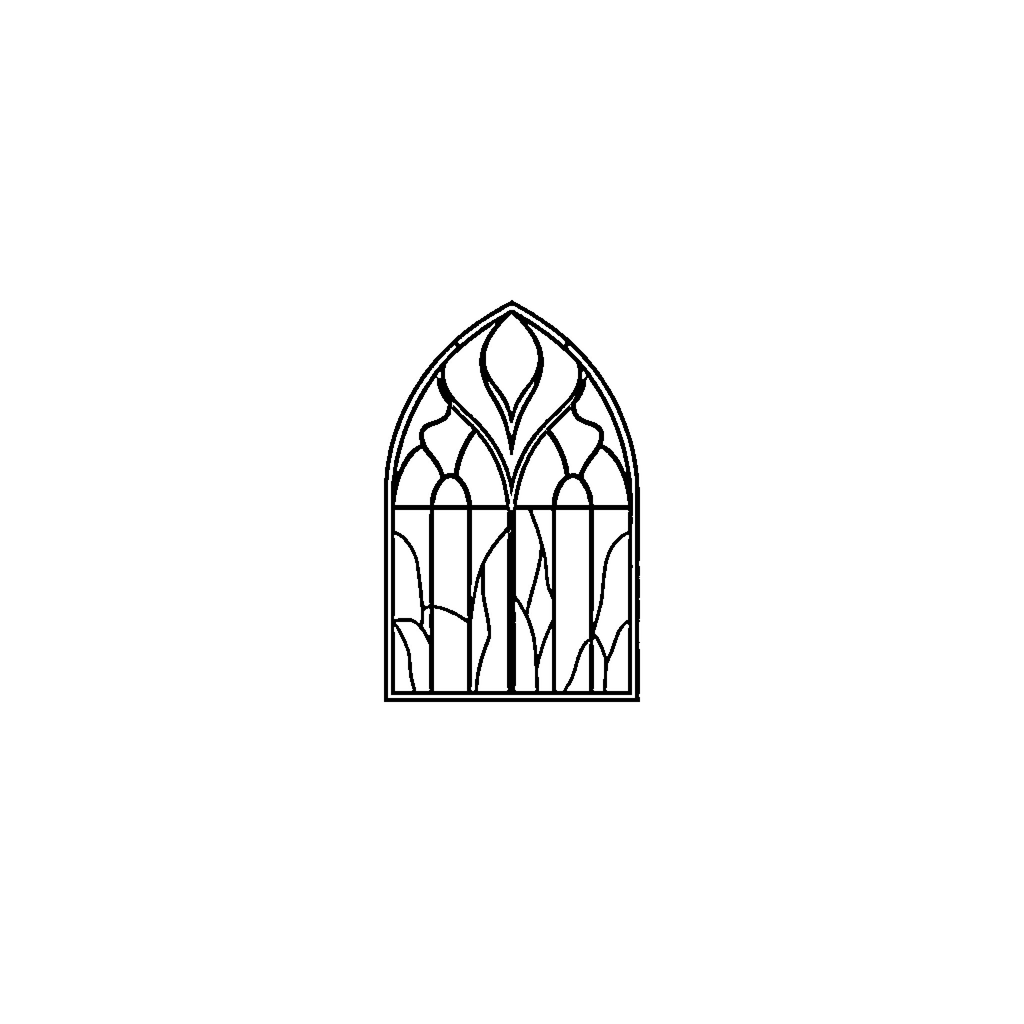 Arch with stained glass windows Coloring Page (free black-and-white line drawing printable PDF for all, from beginners to advanced learners, including children, teens, adults, and seniors)