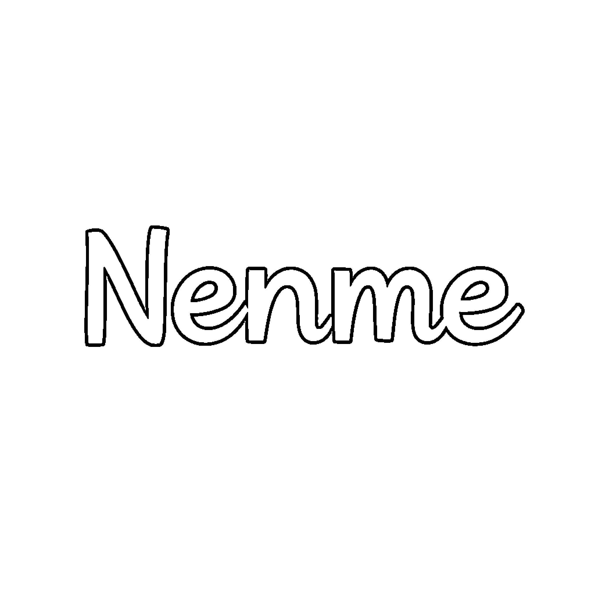 Name of the word 'Nenme' Coloring Page (free black-and-white line drawing printable PDF for all, from beginners to advanced learners, including children, teens, adults, and seniors)