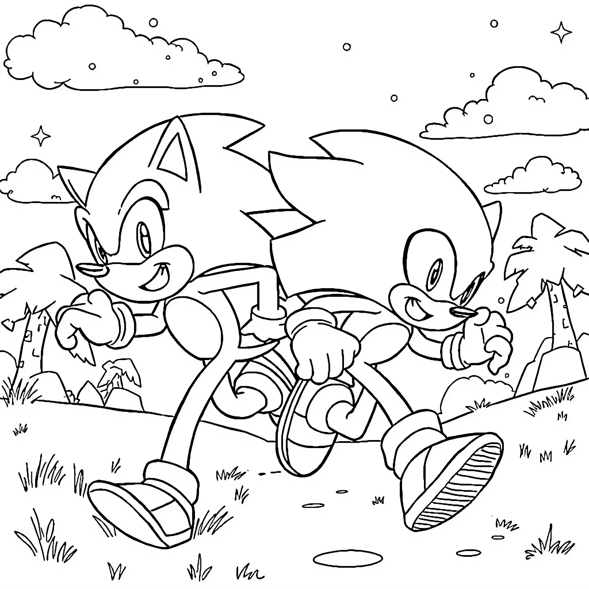 Pat Patrouille: Cartoon characters on an adventure Coloring Page (free black-and-white line drawing printable PDF for all, from beginners to advanced learners, including children, teens, adults, and seniors)