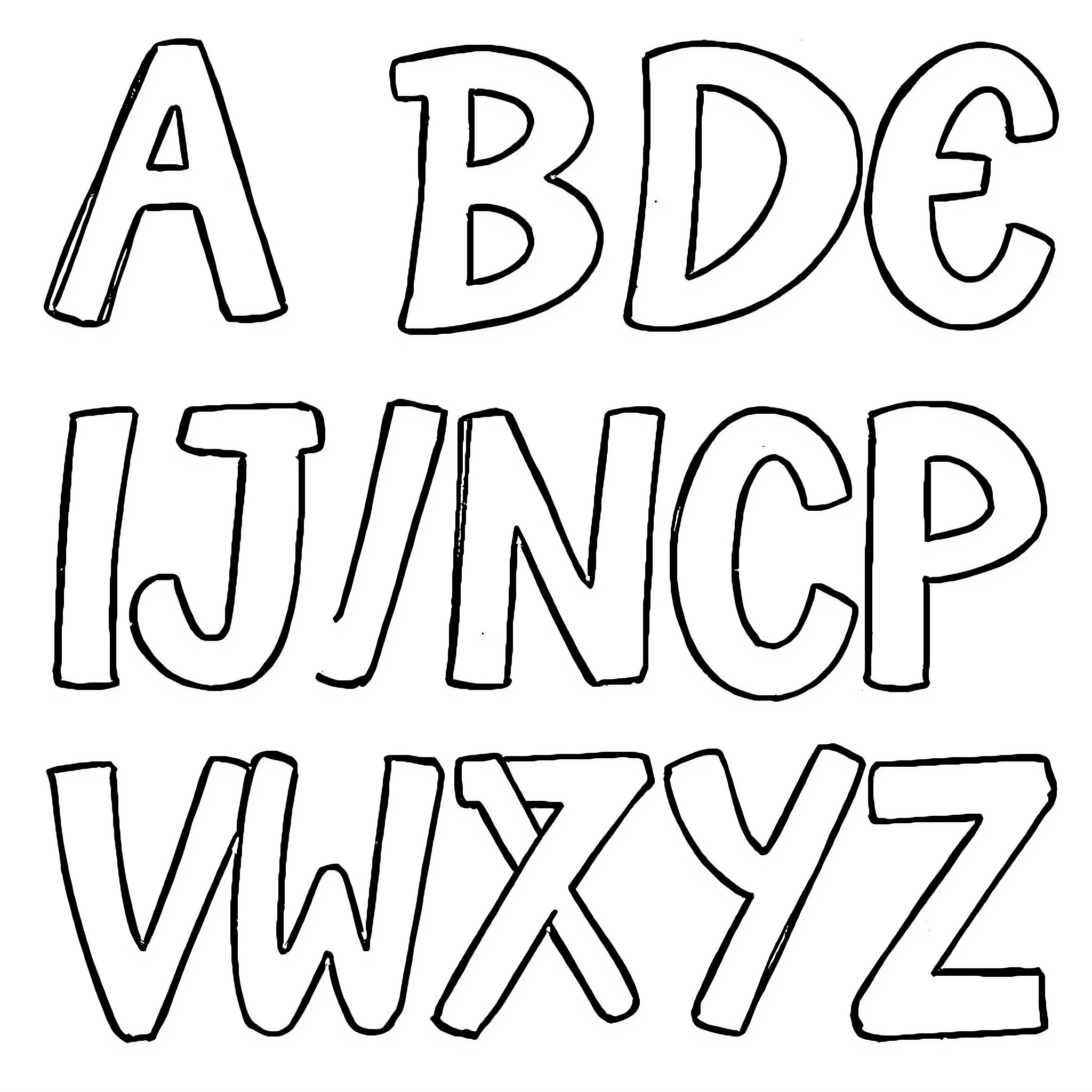Alphabet stylized alphabet letters Coloring Page (free black-and-white line drawing printable PDF for all, from beginners to advanced learners, including children, teens, adults, and seniors)