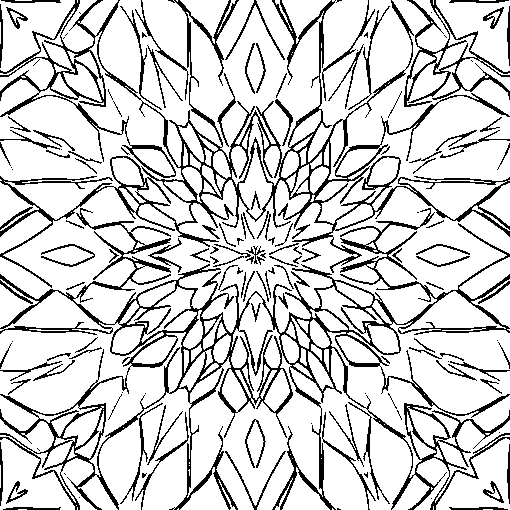 Diamond-Shaped Geometric Patterns in Black and White Coloring Page (free black-and-white line drawing printable PDF for all, from beginners to advanced learners, including children, teens, adults, and seniors)