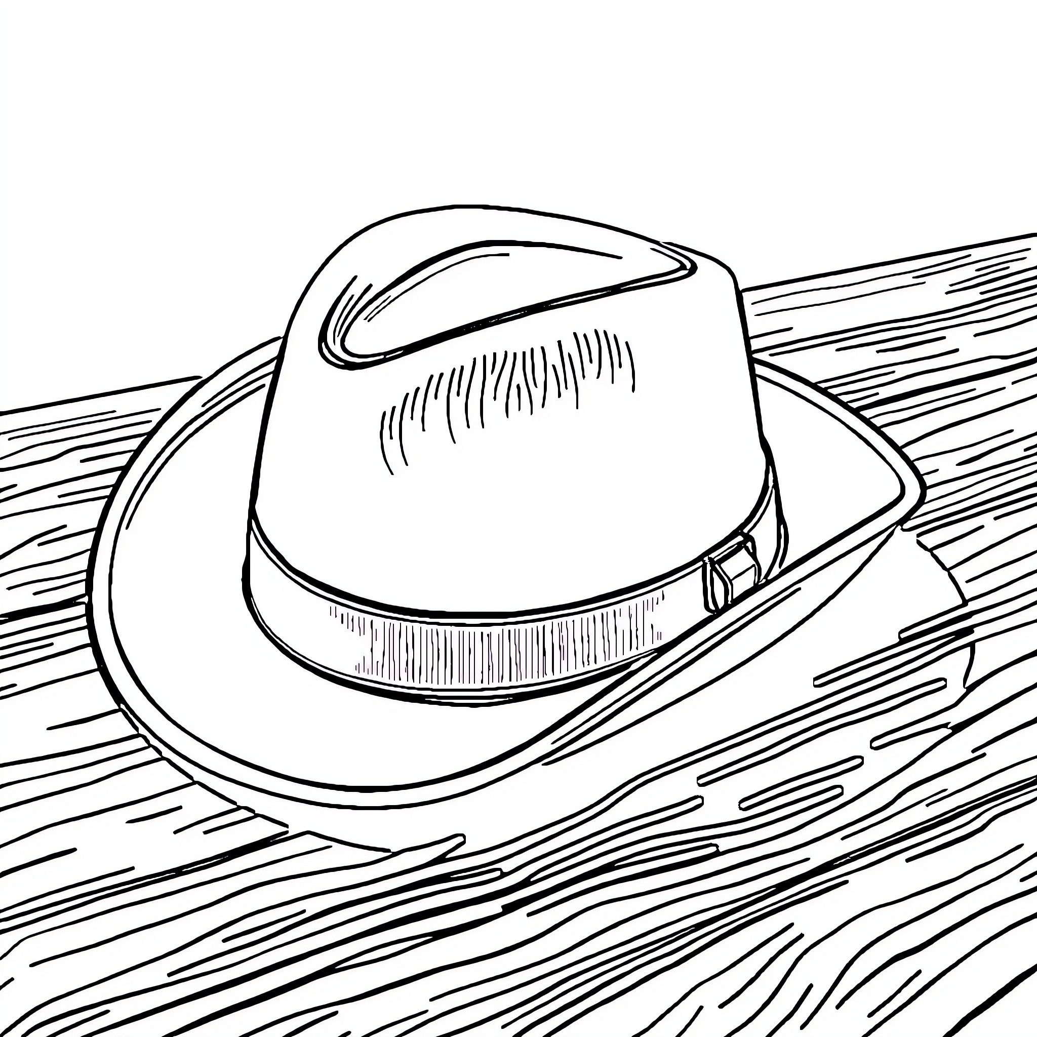 Hat on the wind-swept plain Coloring Page (free black-and-white line drawing printable PDF for all, from beginners to advanced learners, including children, teens, adults, and seniors)