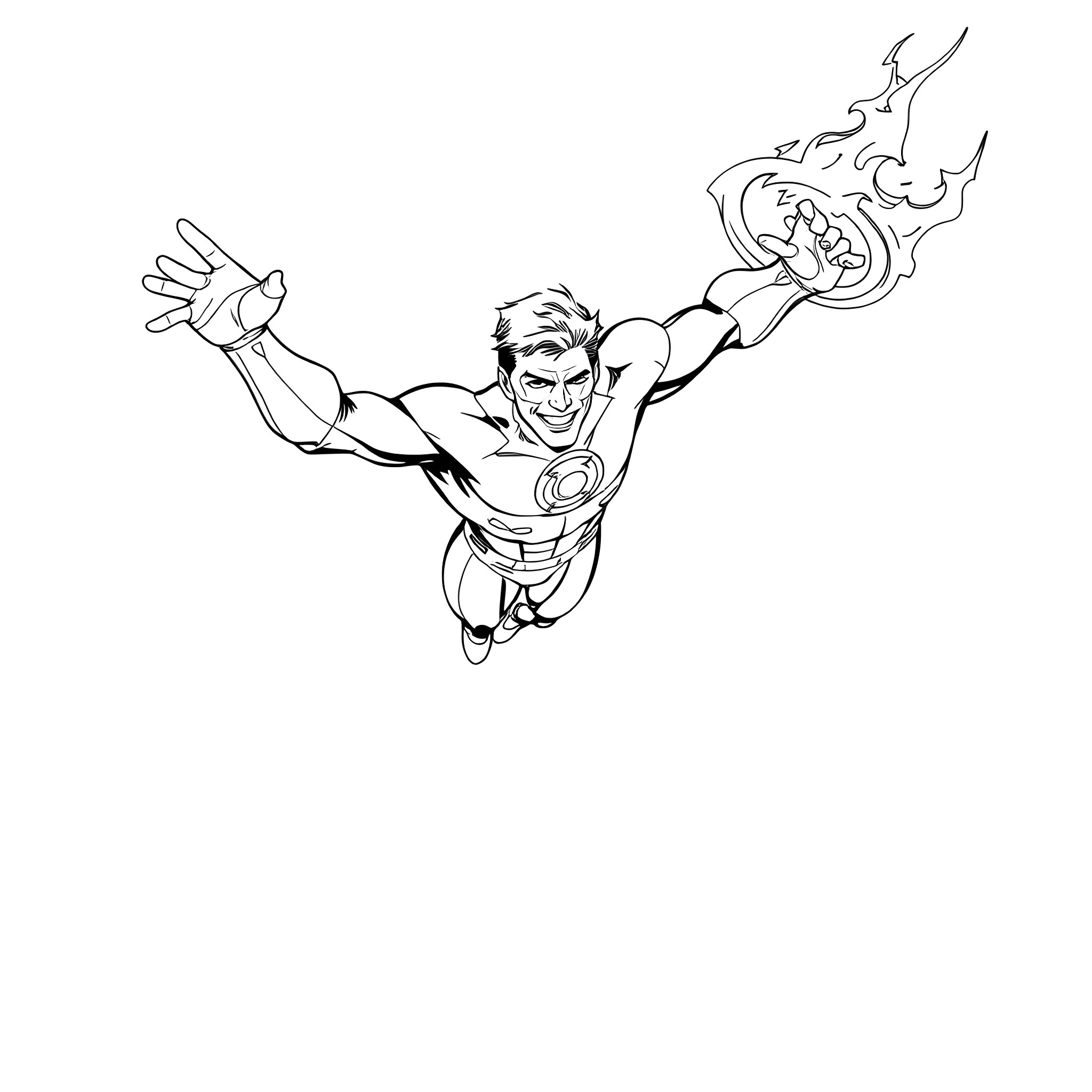 Human Lantern flying with determination Coloring Page (free black-and-white line drawing printable PDF for all, from beginners to advanced learners, including children, teens, adults, and seniors)