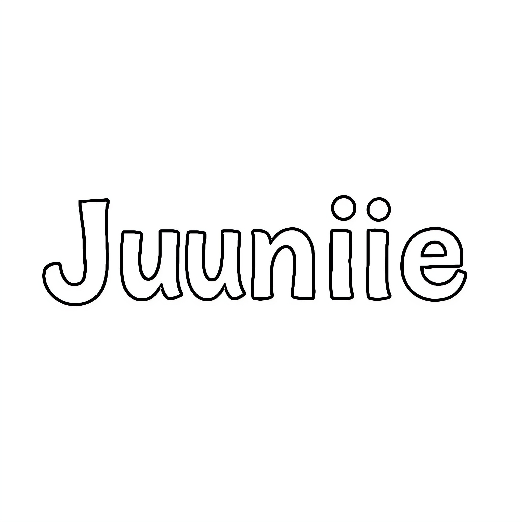 Junie coloring her name Coloring Page (free black-and-white line drawing printable PDF for all, from beginners to advanced learners, including children, teens, adults, and seniors)