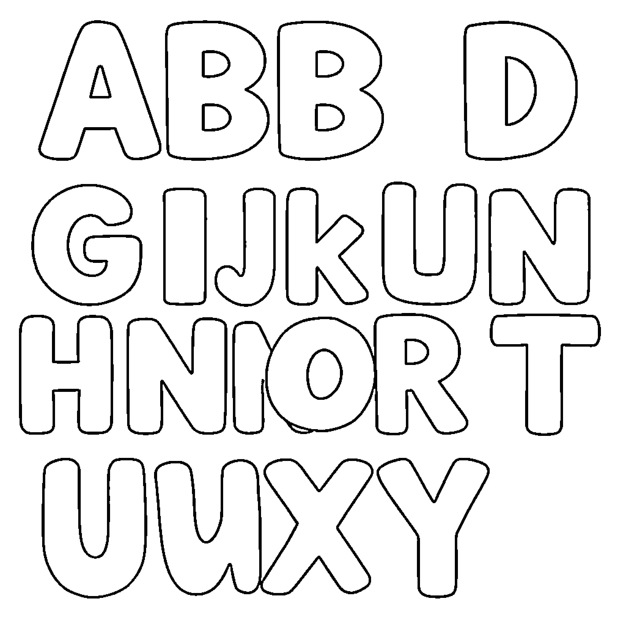 ABC Alphabet Outline Shapes Coloring Page (free black-and-white line drawing printable PDF for all, from beginners to advanced learners, including children, teens, adults, and seniors)