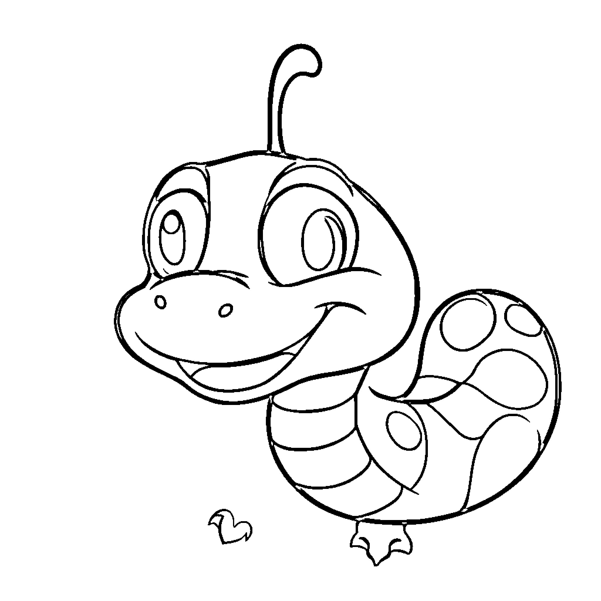 Snake with a cheerful expression and playful pose Coloring Page (free black-and-white line drawing printable PDF for all, from beginners to advanced learners, including children, teens, adults, and seniors)