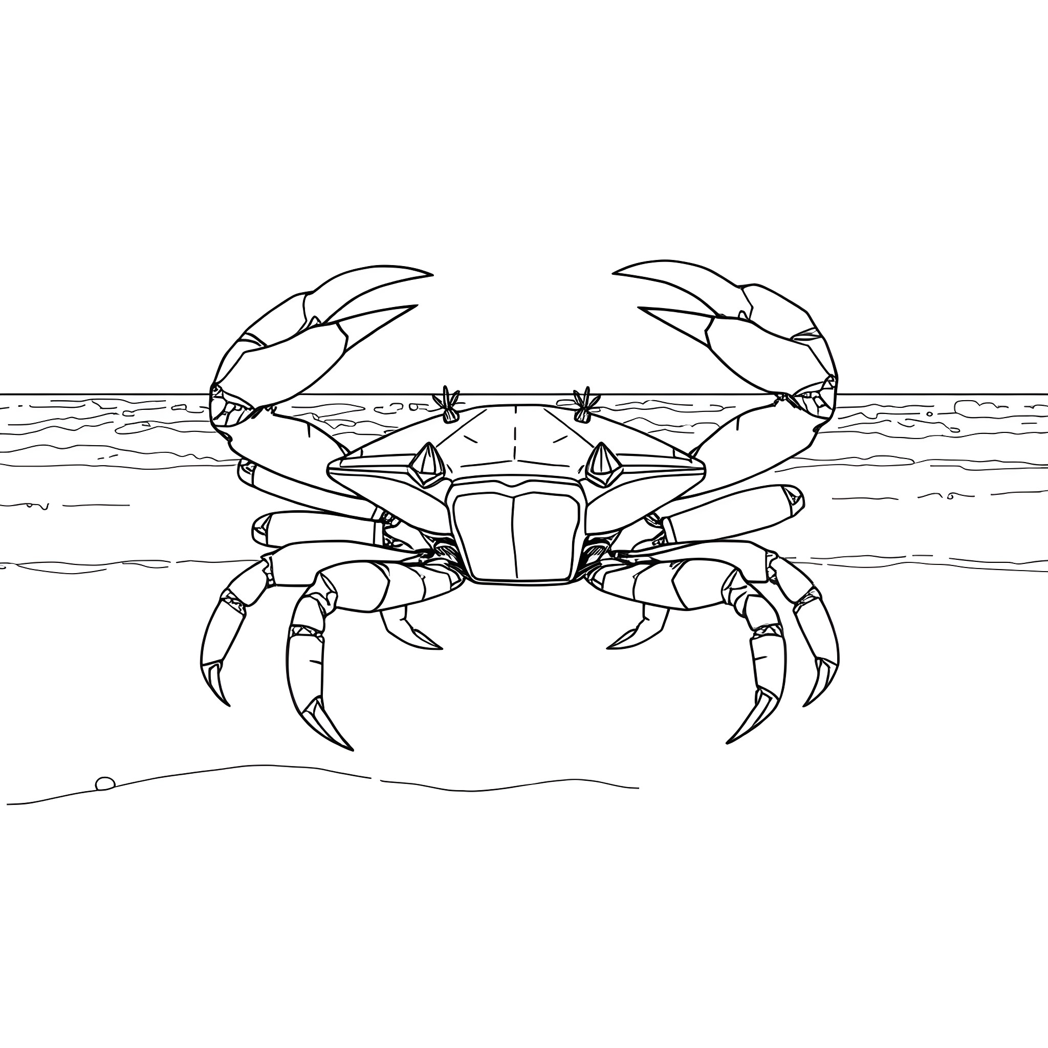 King Crab on the Seabed Coloring Page (free black-and-white line drawing printable PDF for all, from beginners to advanced learners, including children, teens, adults, and seniors)
