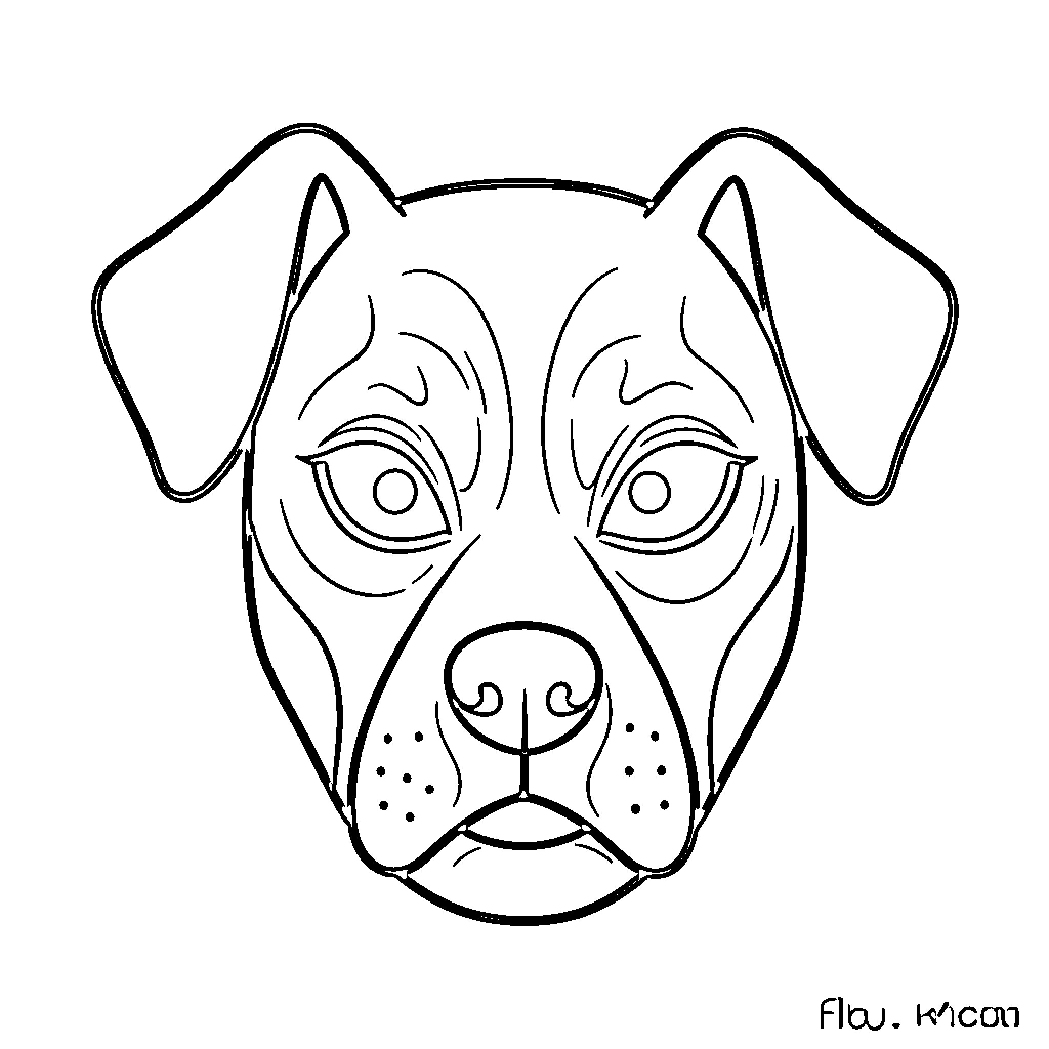 Dog with a serious and focused facial expression Coloring Page (free black-and-white line drawing printable PDF for all, from beginners to advanced learners, including children, teens, adults, and seniors)
