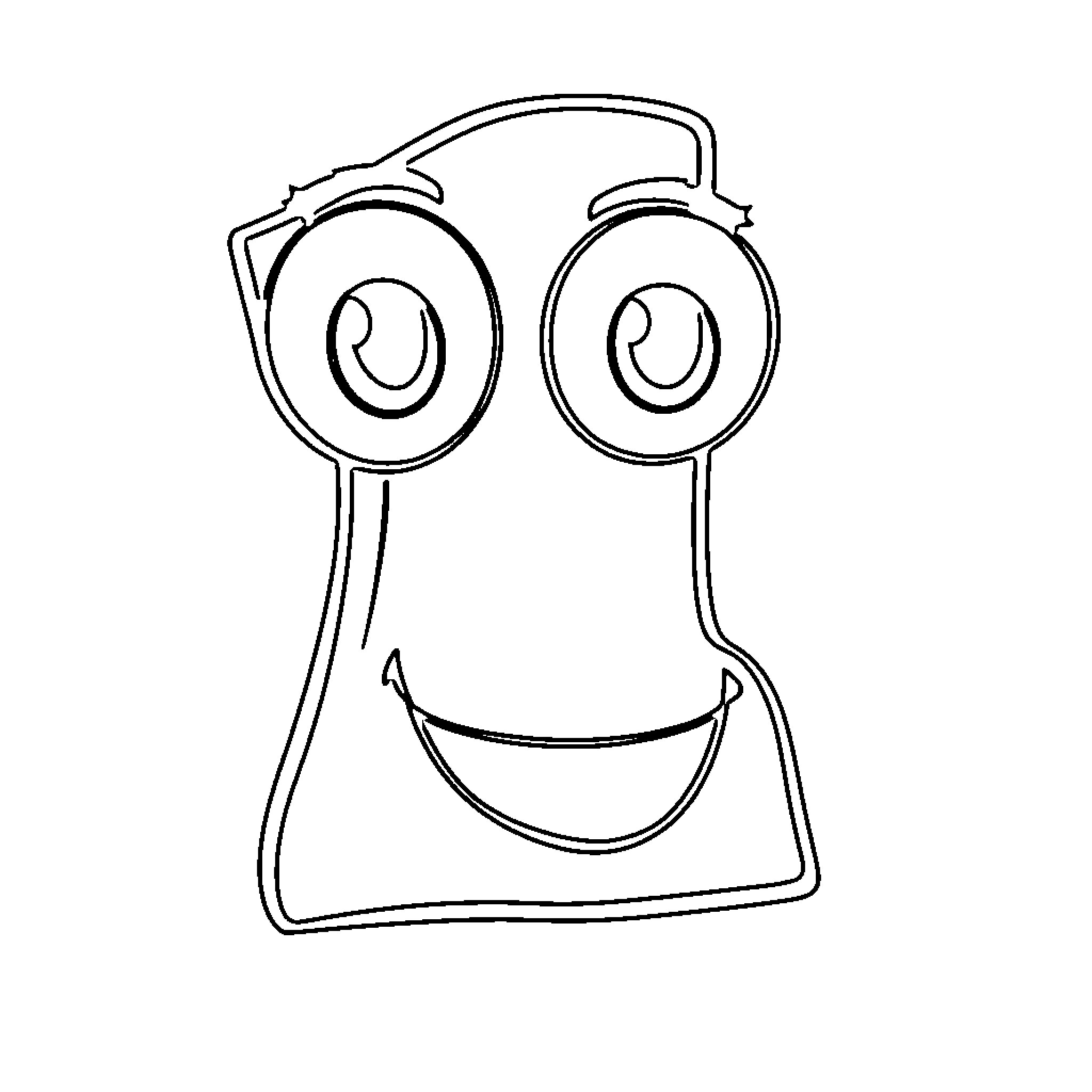Number 1: Cheerful cartoon face with large eyes Coloring Page (free black-and-white line drawing printable PDF for all, from beginners to advanced learners, including children, teens, adults, and seniors)