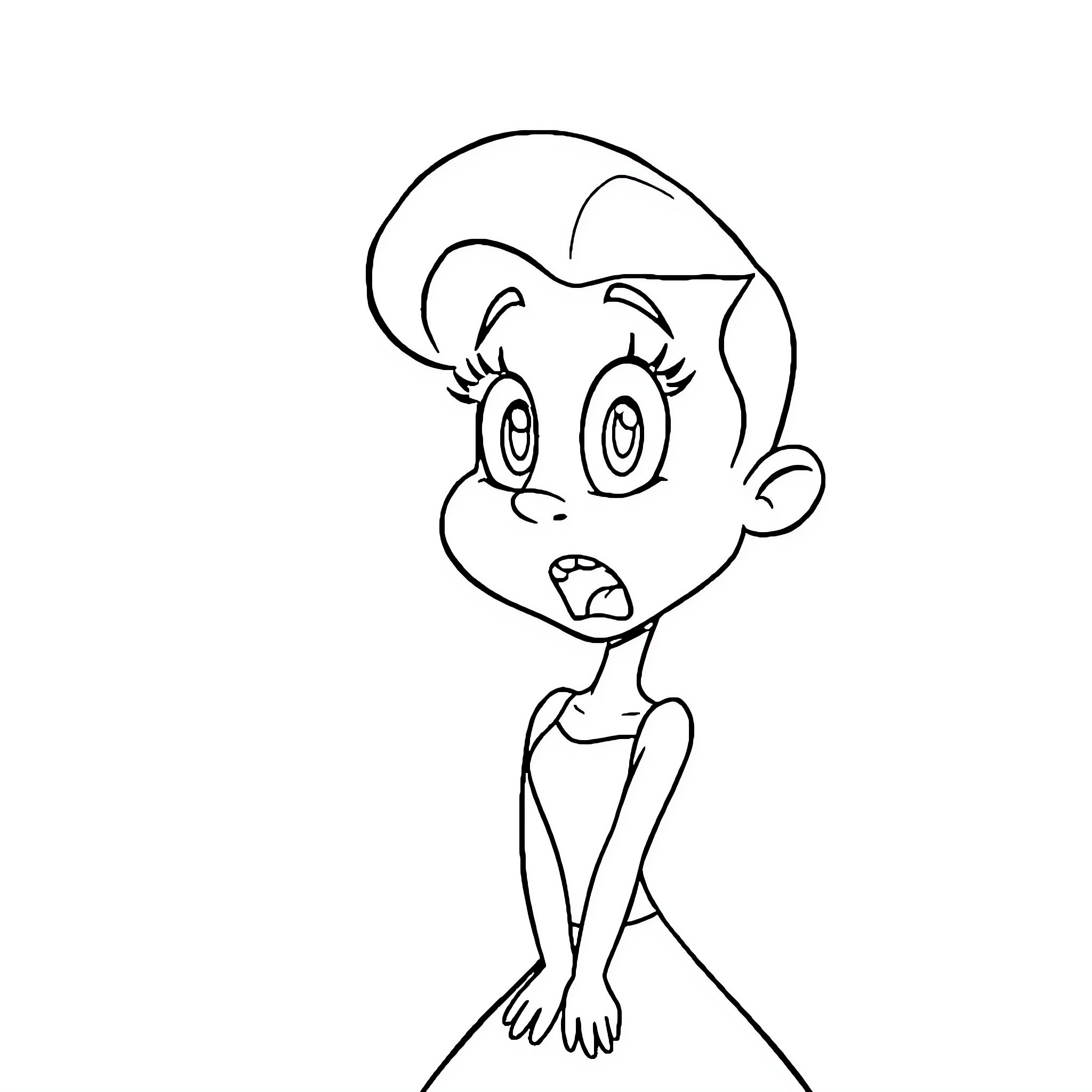 Lilo's Curious Expression Coloring Page (free black-and-white line drawing printable PDF for all, from beginners to advanced learners, including children, teens, adults, and seniors)