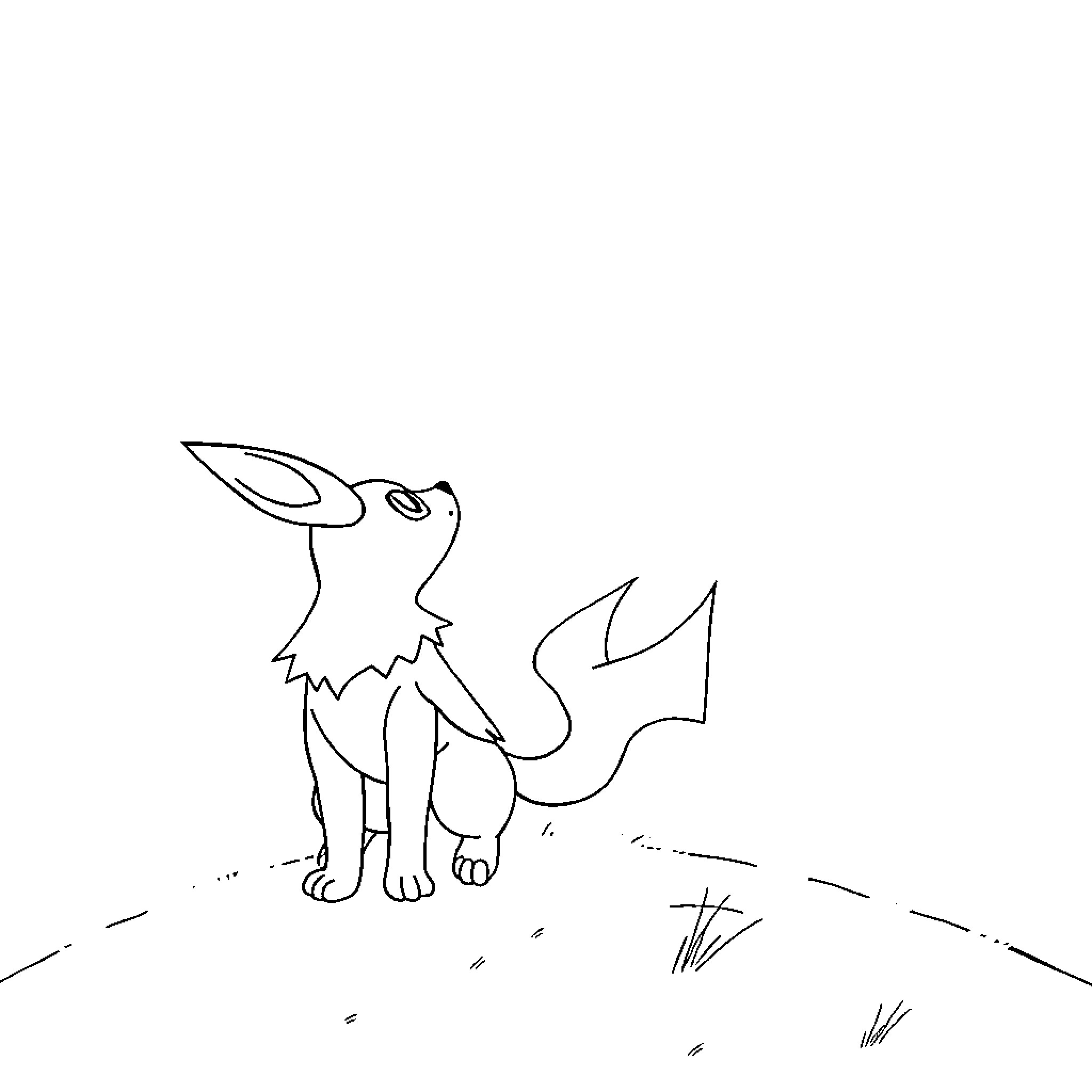 Lucario in a simple line drawing illustration Coloring Page (free black-and-white line drawing printable PDF for all, from beginners to advanced learners, including children, teens, adults, and seniors)