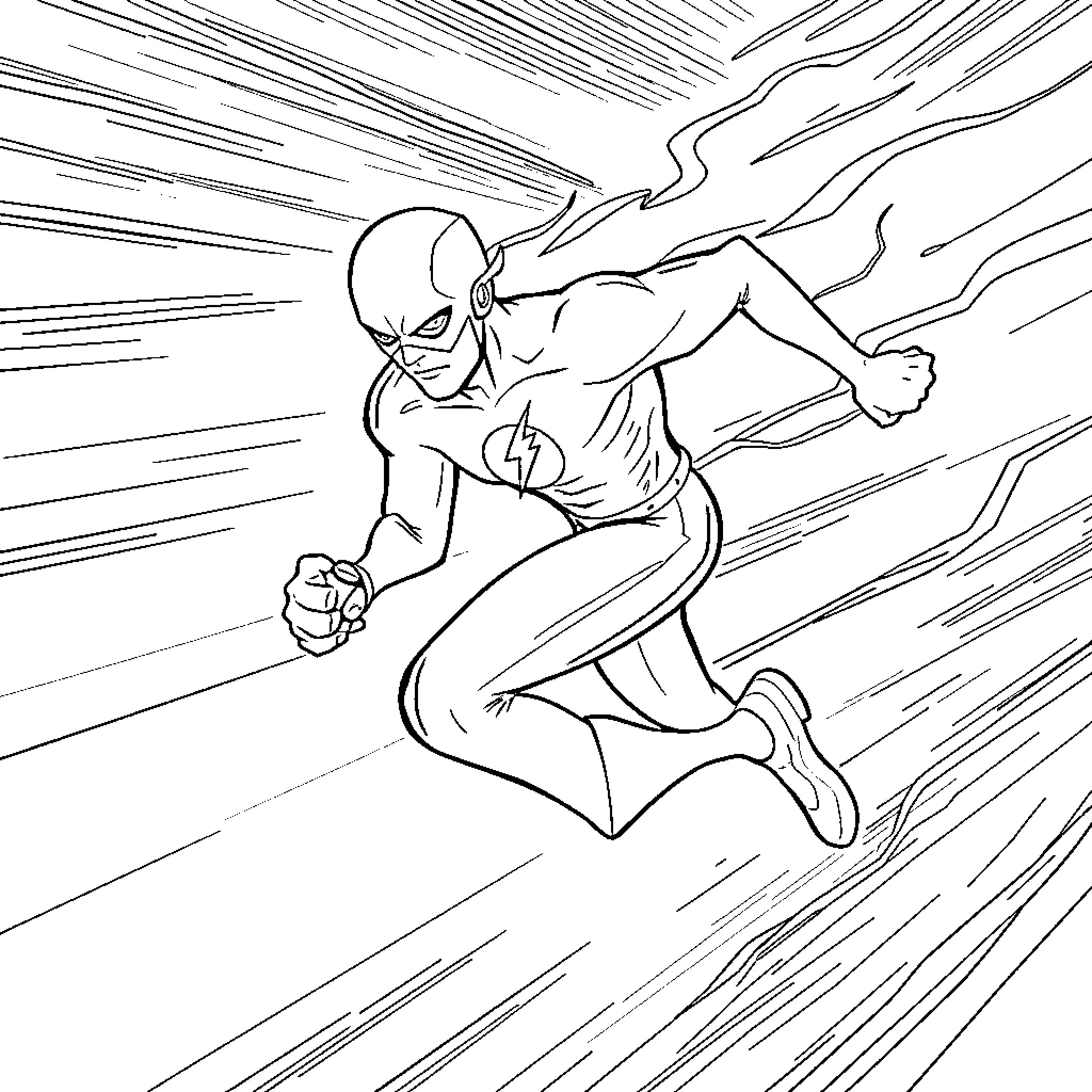 Flash Speeding Through the Atmosphere Coloring Page (free black-and-white line drawing printable PDF for all, from beginners to advanced learners, including children, teens, adults, and seniors)