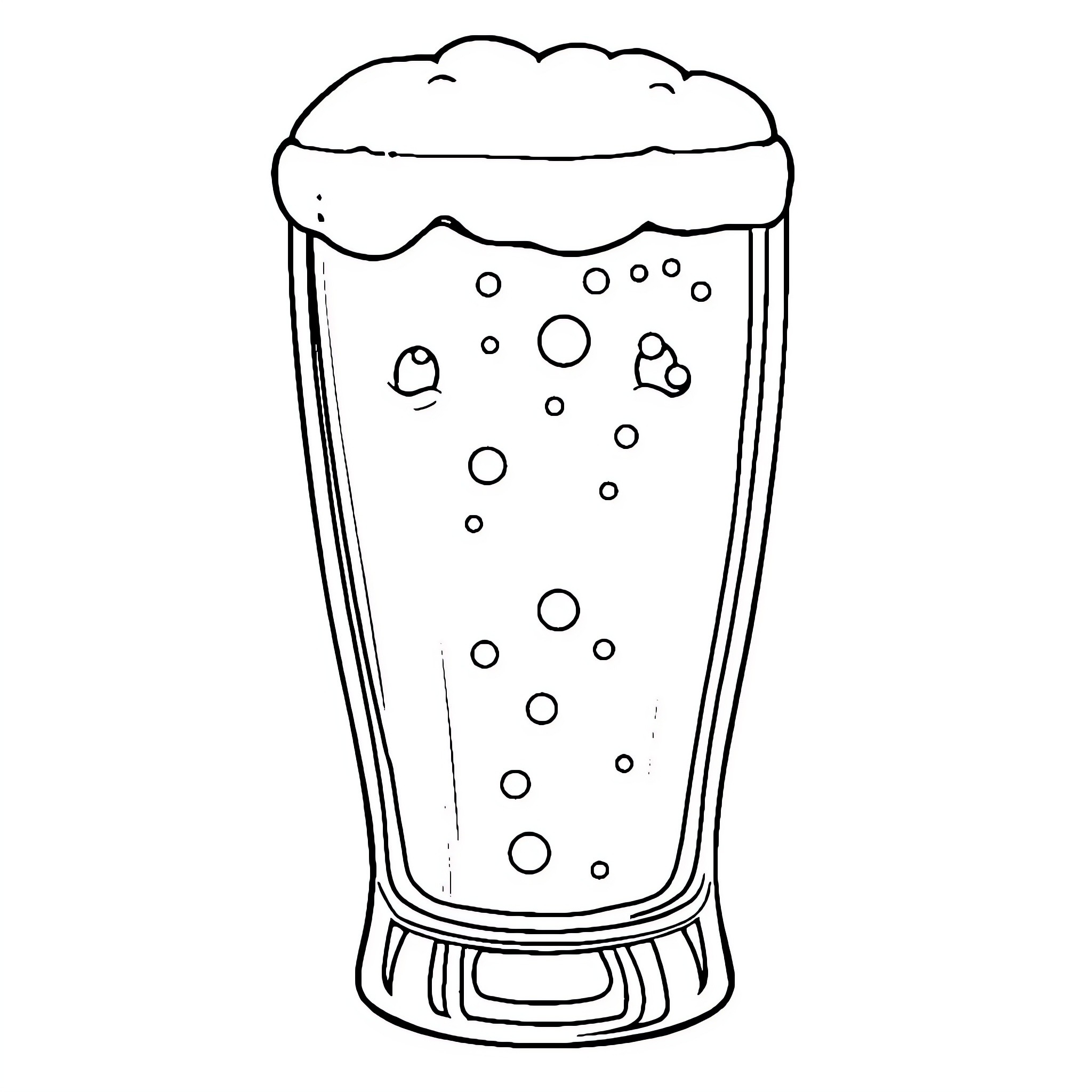 Beer glass filled with frothy beverage Coloring Page (free black-and-white line drawing printable PDF for all, from beginners to advanced learners, including children, teens, adults, and seniors)
