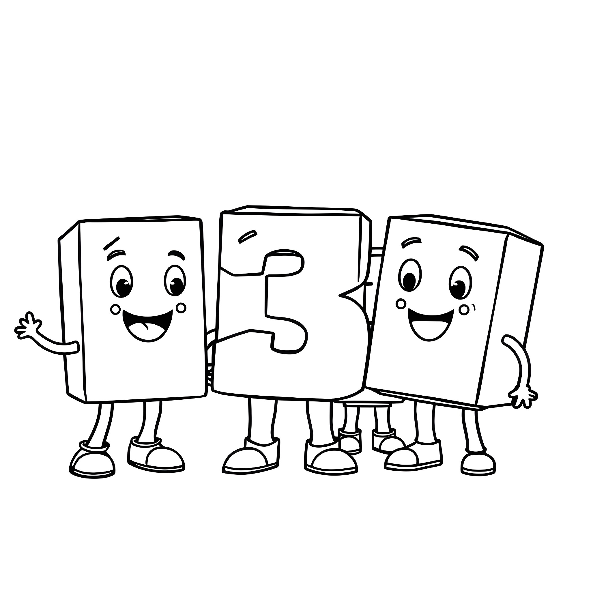 Numberblocks waving and expressing joy Coloring Page (free black-and-white line drawing printable PDF for all, from beginners to advanced learners, including children, teens, adults, and seniors)
