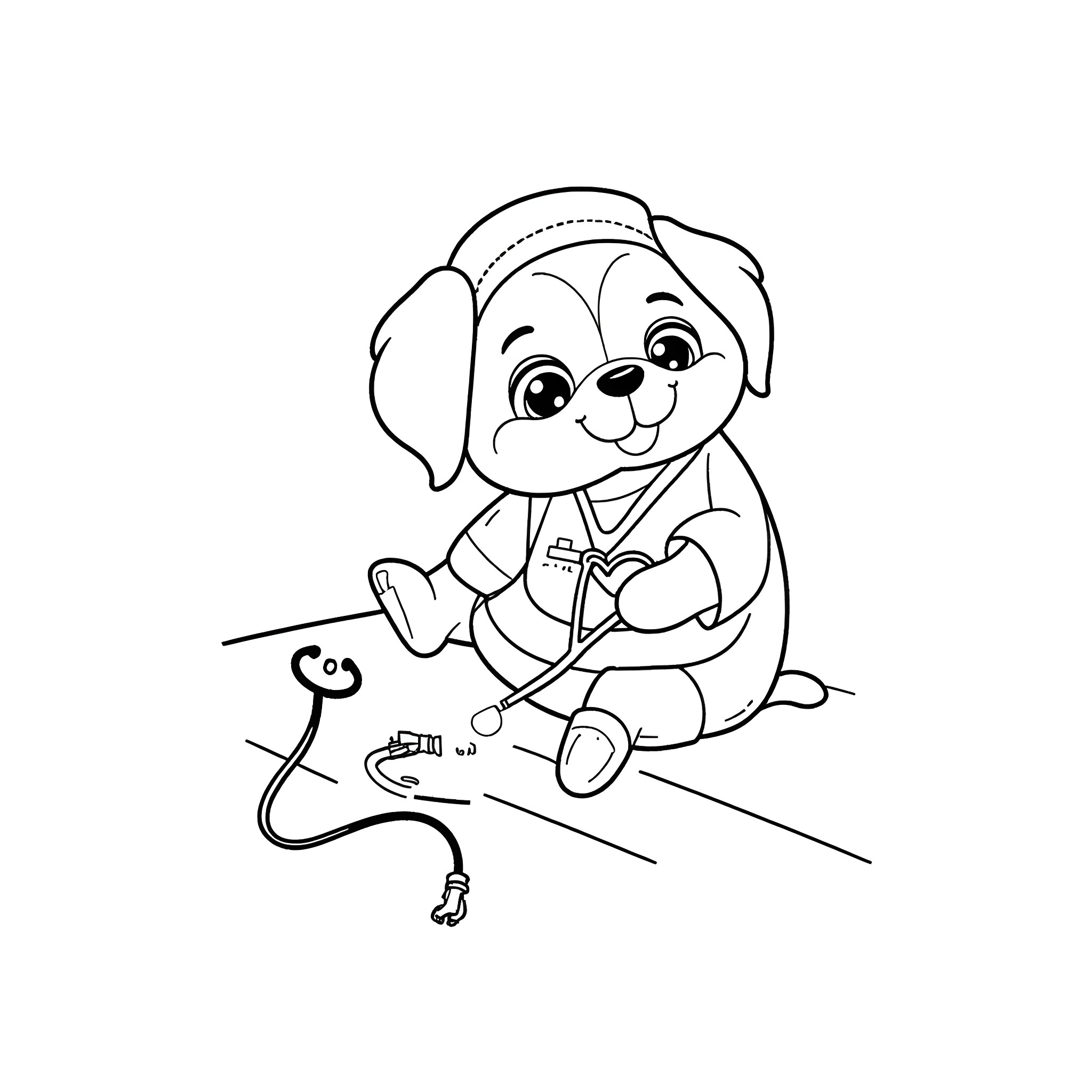 Bluey playing with toy snake Coloring Page (free black-and-white line drawing printable PDF for all, from beginners to advanced learners, including children, teens, adults, and seniors)