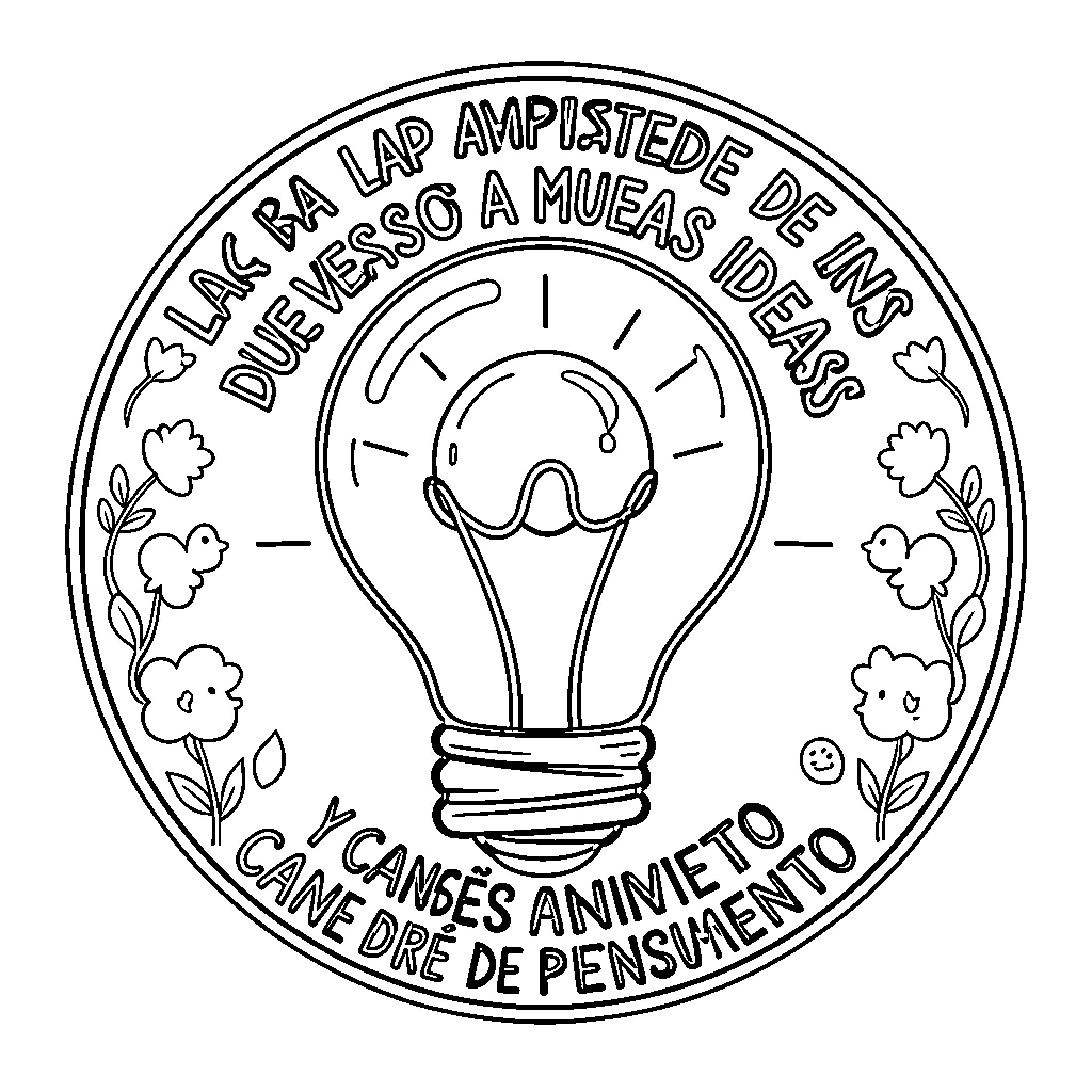 Cognitive Flexibility represented by a glowing light bulb Coloring Page (free black-and-white line drawing printable PDF for all, from beginners to advanced learners, including children, teens, adults, and seniors)