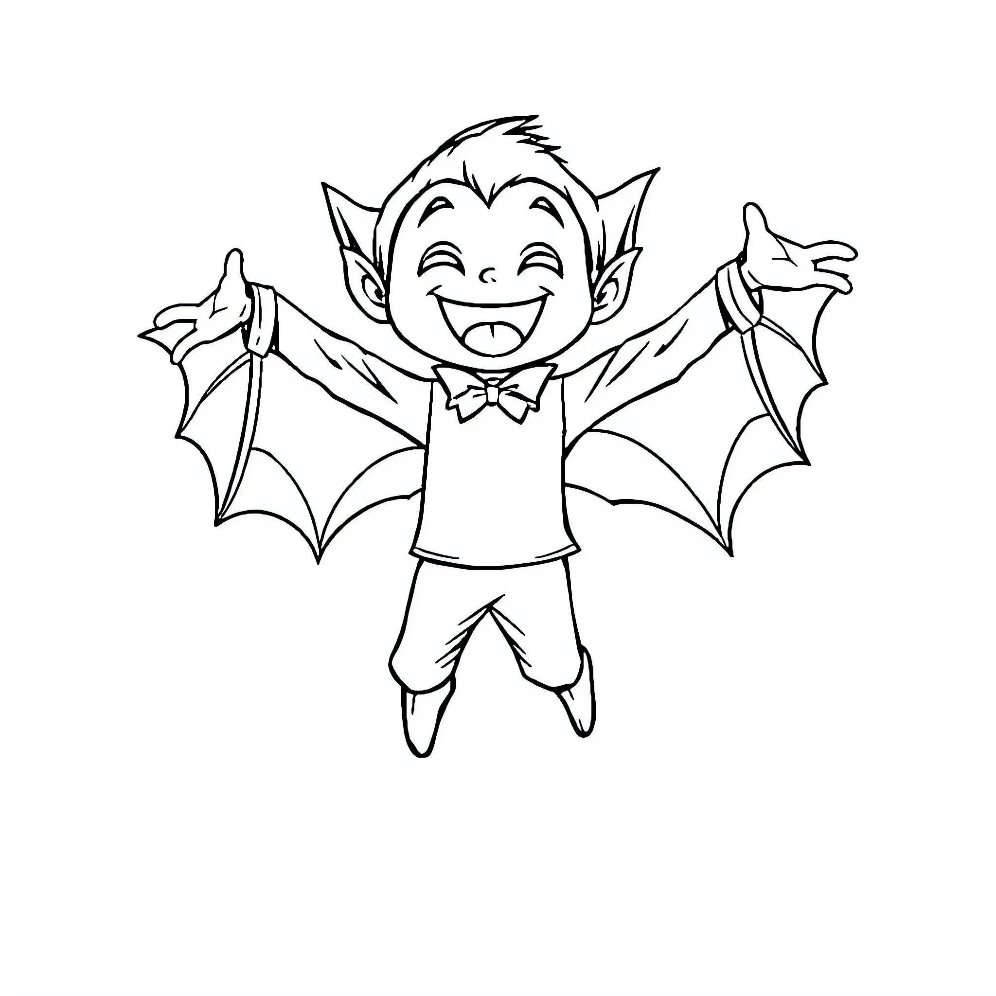 Dracula's Joyful Vampire Dance Coloring Page (free black-and-white line drawing printable PDF for all, from beginners to advanced learners, including children, teens, adults, and seniors)