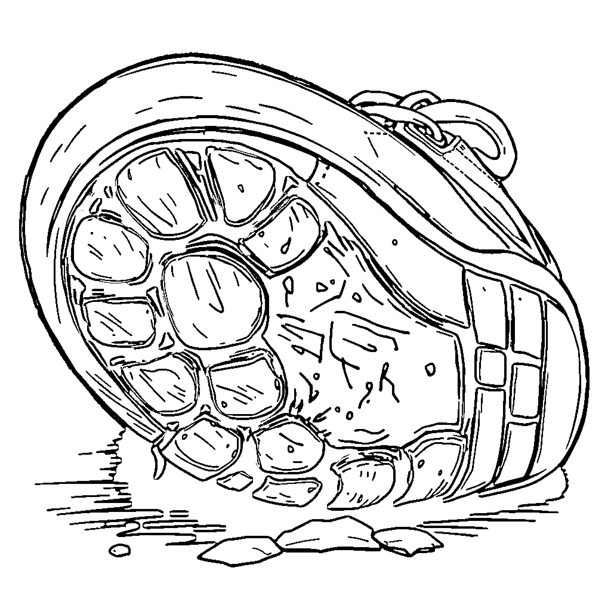 Sole Fragments of a Cracked Shell Coloring Page (free black-and-white line drawing printable PDF for all, from beginners to advanced learners, including children, teens, adults, and seniors)