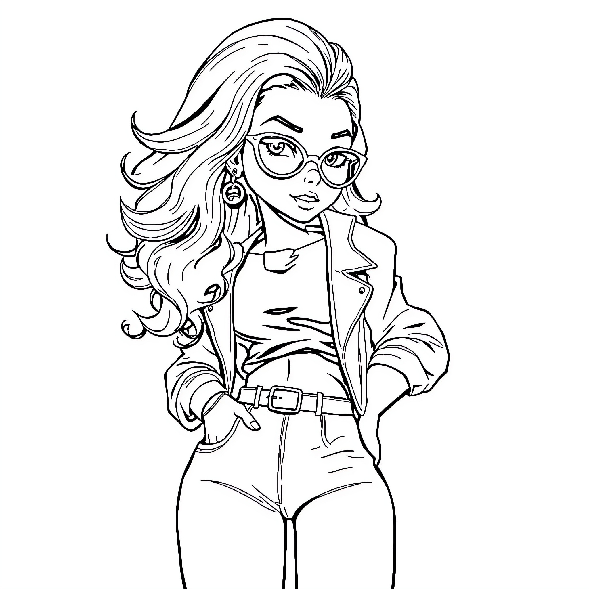 Femboy dressed fashionably with confident expression Coloring Page (free black-and-white line drawing printable PDF for all, from beginners to advanced learners, including children, teens, adults, and seniors)