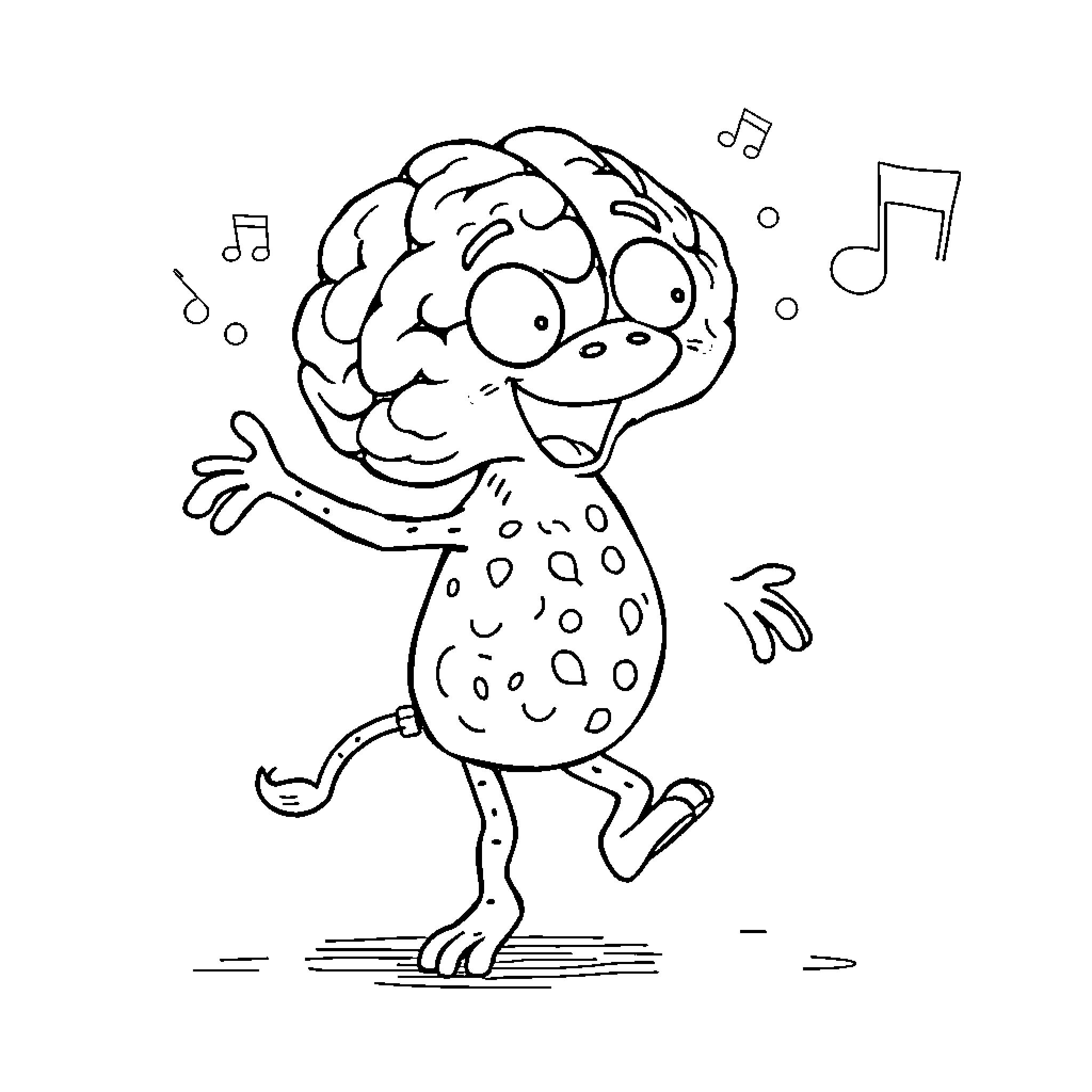 Brainrot dancing with joy Coloring Page (free black-and-white line drawing printable PDF for all, from beginners to advanced learners, including children, teens, adults, and seniors)