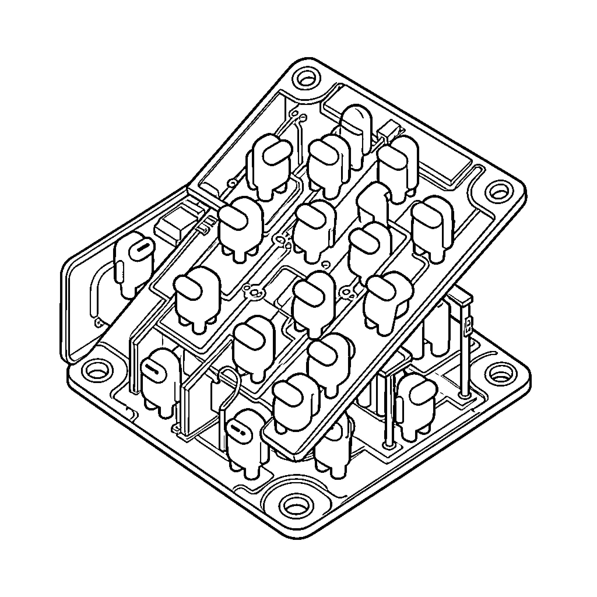 Tech Deck showing complex mechanical circuit components Coloring Page (free black-and-white line drawing printable PDF for all, from beginners to advanced learners, including children, teens, adults, and seniors)