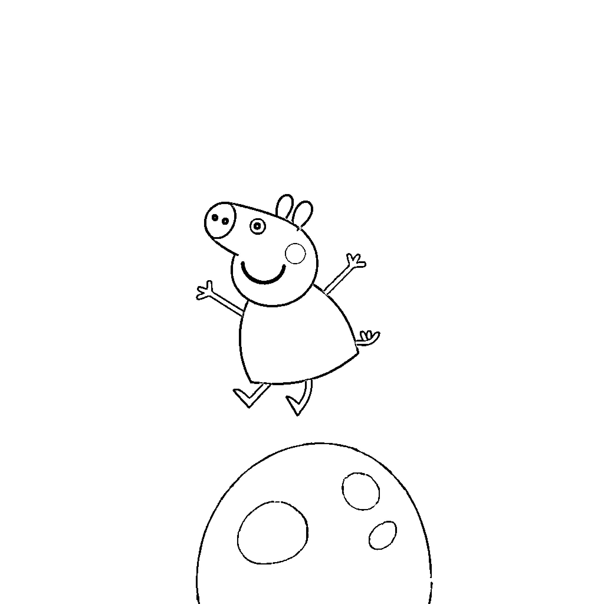 Peppa Pig jumping with joy Coloring Page (free black-and-white line drawing printable PDF for all, from beginners to advanced learners, including children, teens, adults, and seniors)