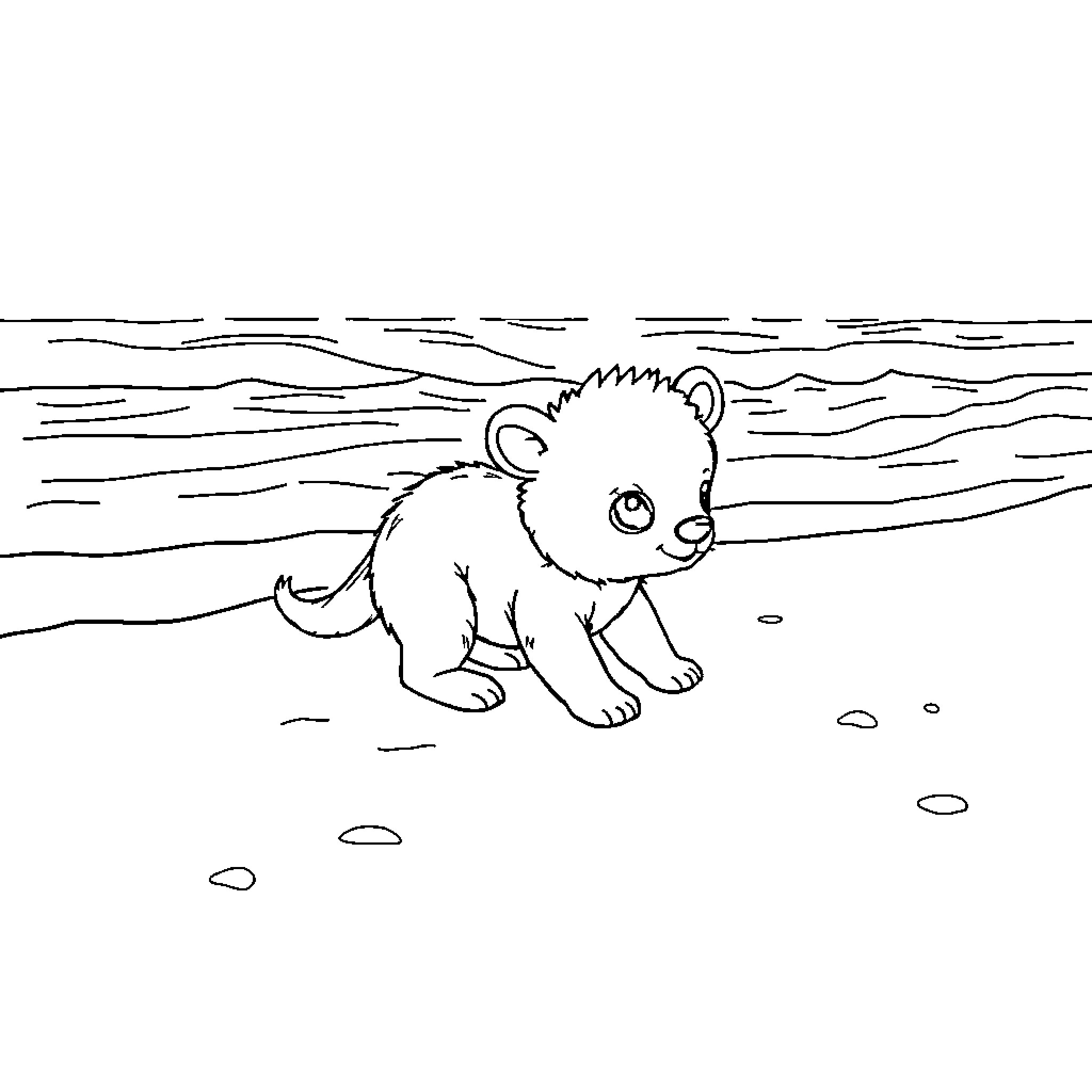Animal exploring scenic landscape Coloring Page (free black-and-white line drawing printable PDF for all, from beginners to advanced learners, including children, teens, adults, and seniors)