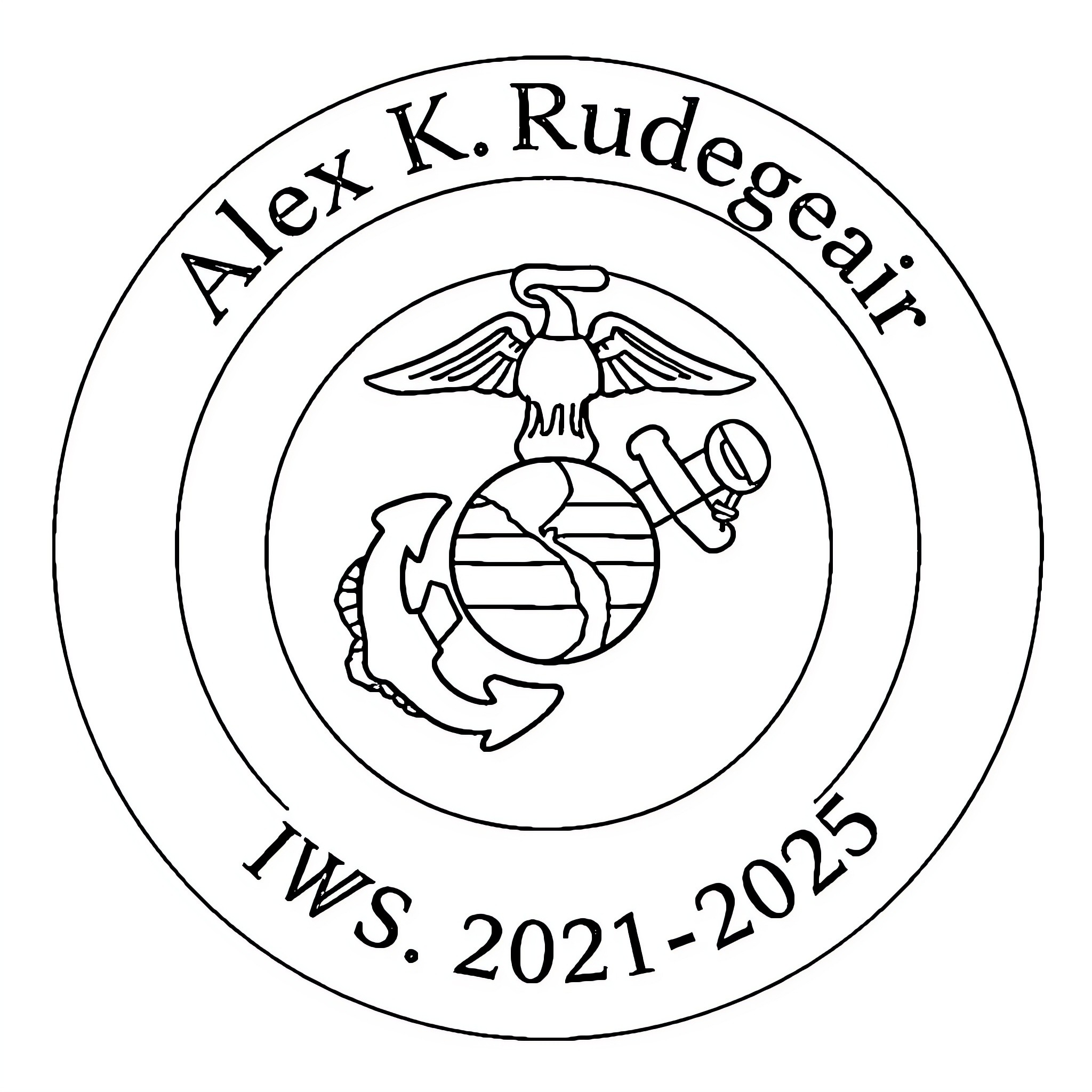 Marine Corps Emblem with Anchor and Eagle Coloring Page (free black-and-white line drawing printable PDF for all, from beginners to advanced learners, including children, teens, adults, and seniors)