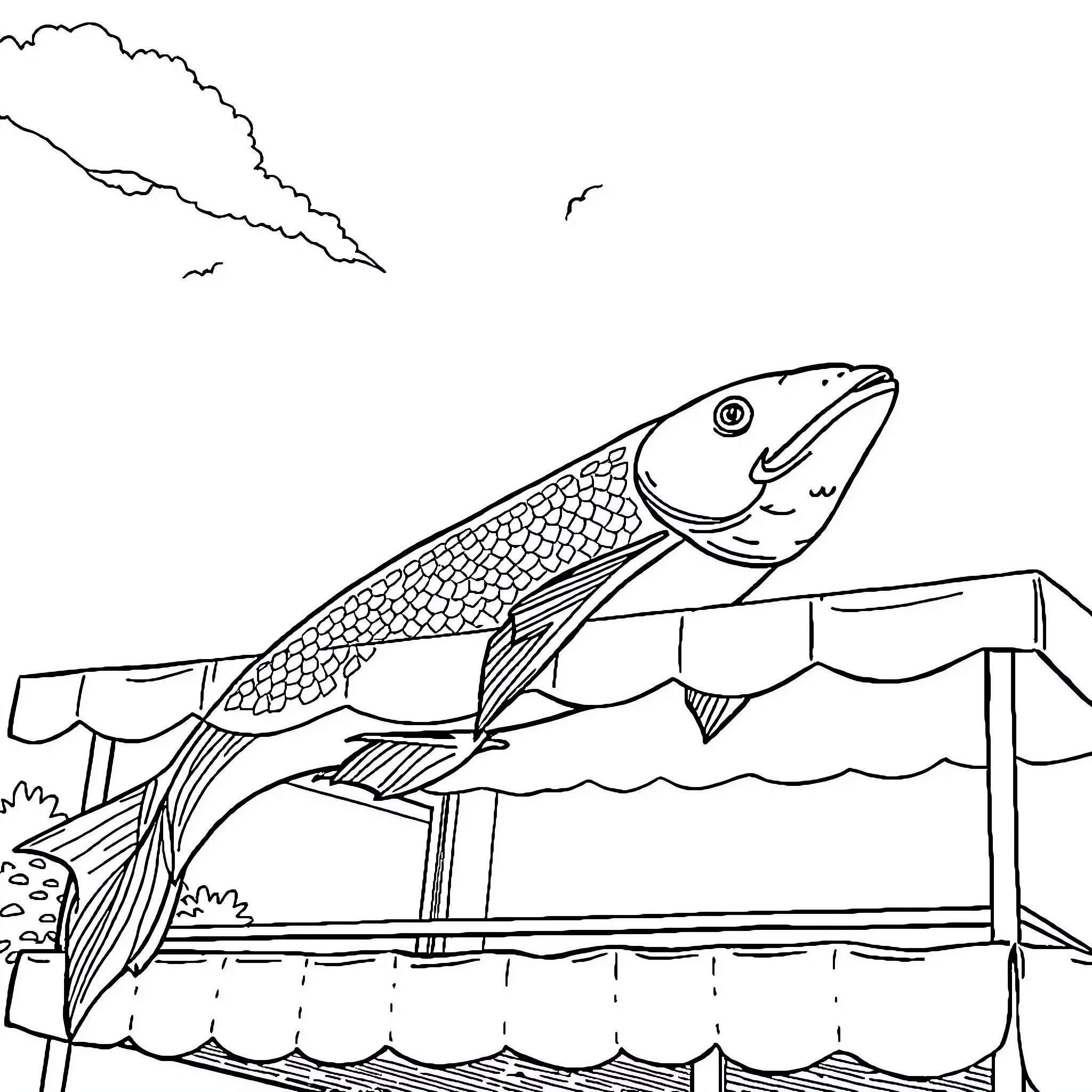 Seal leaping out of the water Coloring Page (free black-and-white line drawing printable PDF for all, from beginners to advanced learners, including children, teens, adults, and seniors)