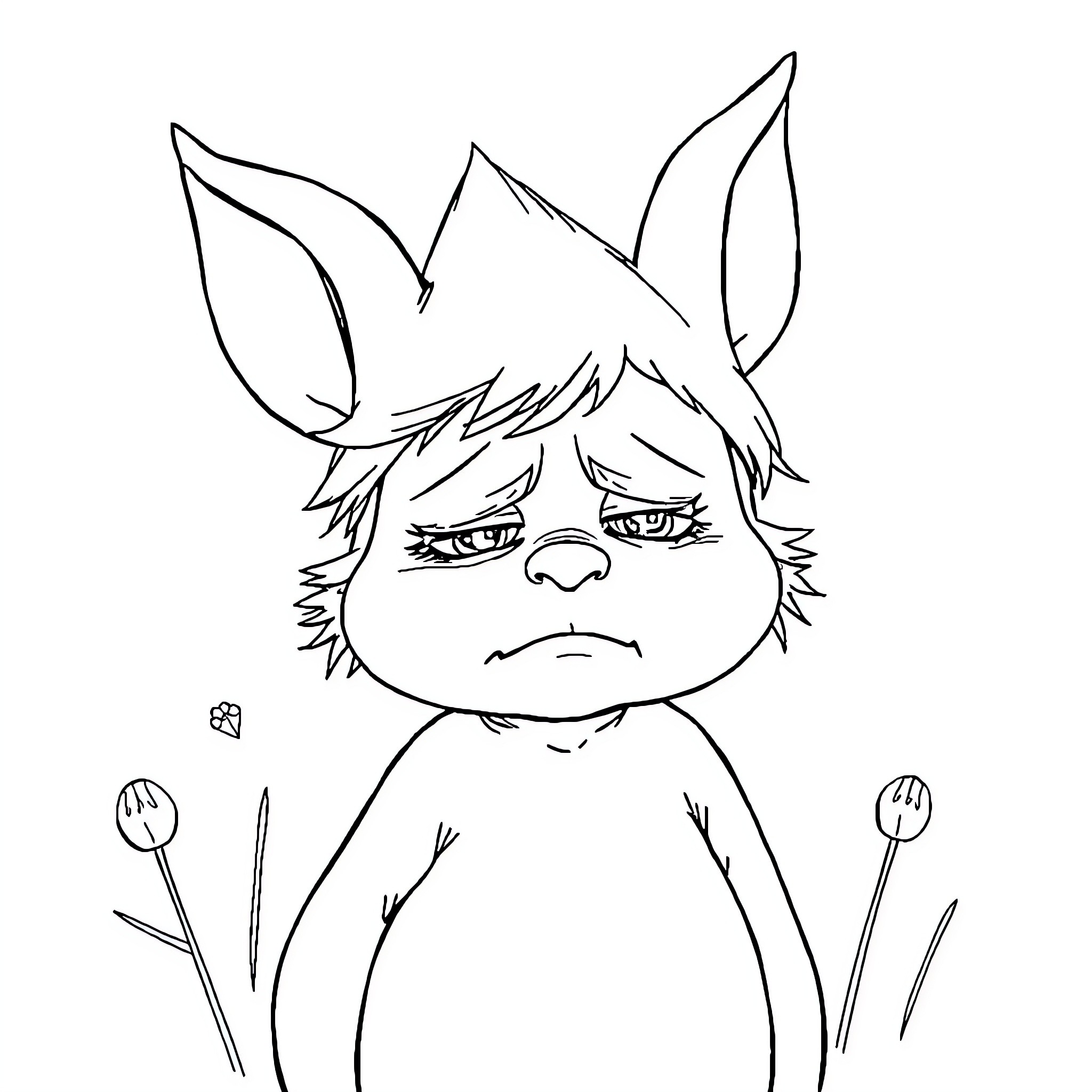 Cinderella's Rabbit Companion in Distress Coloring Page (free black-and-white line drawing printable PDF for all, from beginners to advanced learners, including children, teens, adults, and seniors)